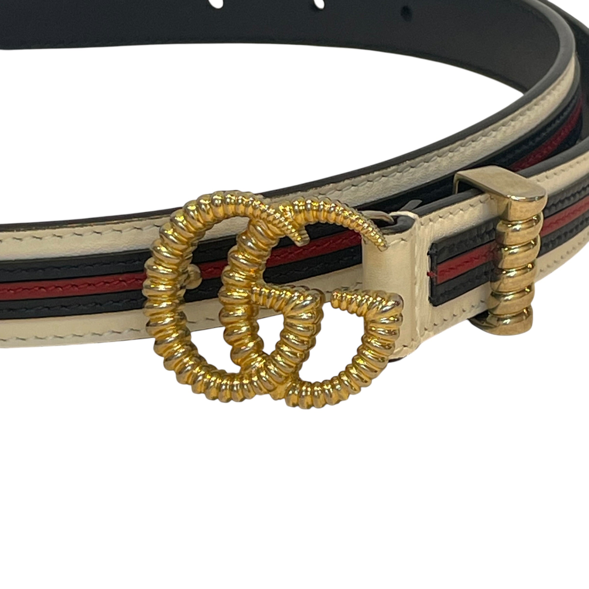 GUCCI/Belt/Stripe/Leather/MLT/gld buckle/red stripe view 3