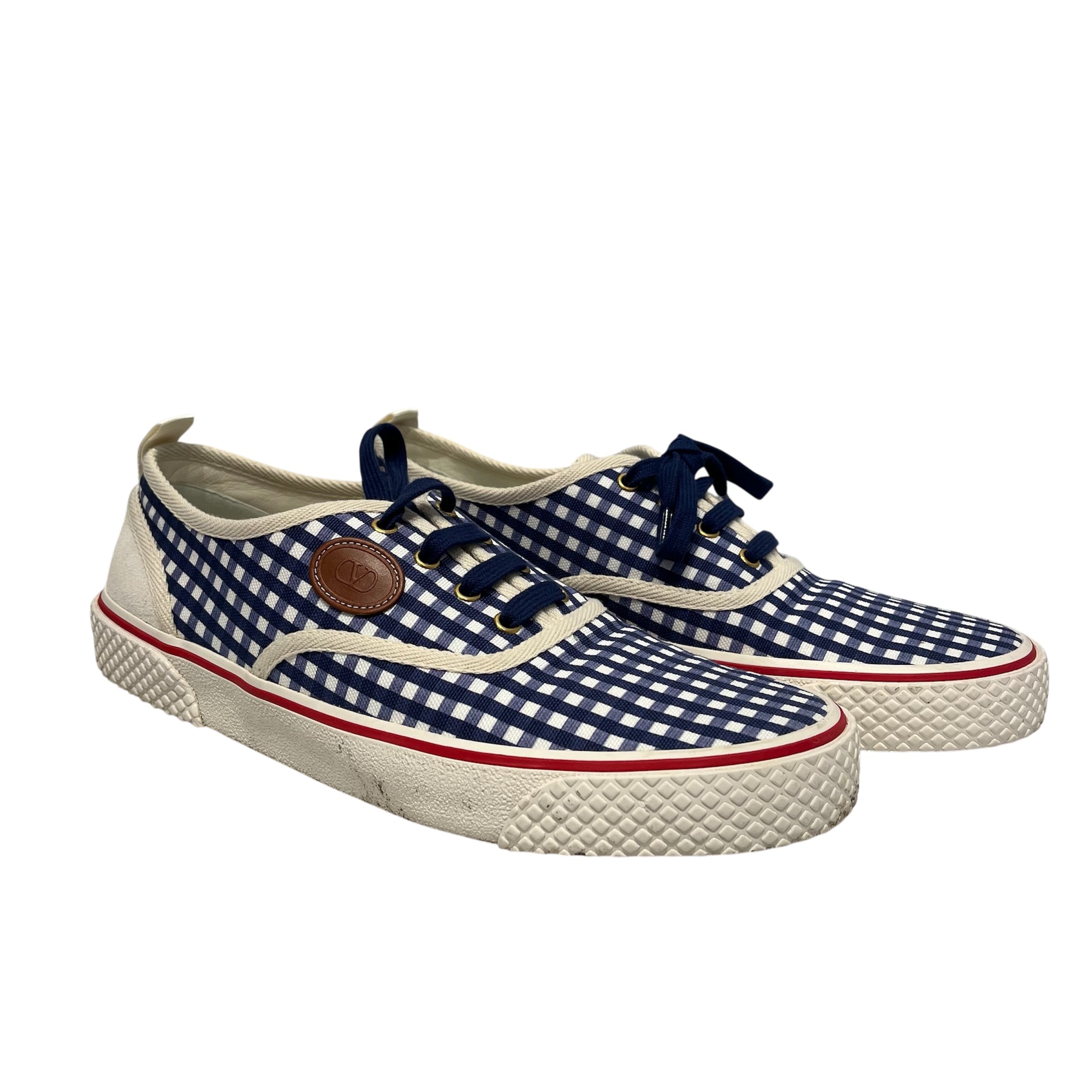 VALENTINO GARAVANI/Low-Sneakers/US 11/Gingham Check/Leather/BLU/ view 1