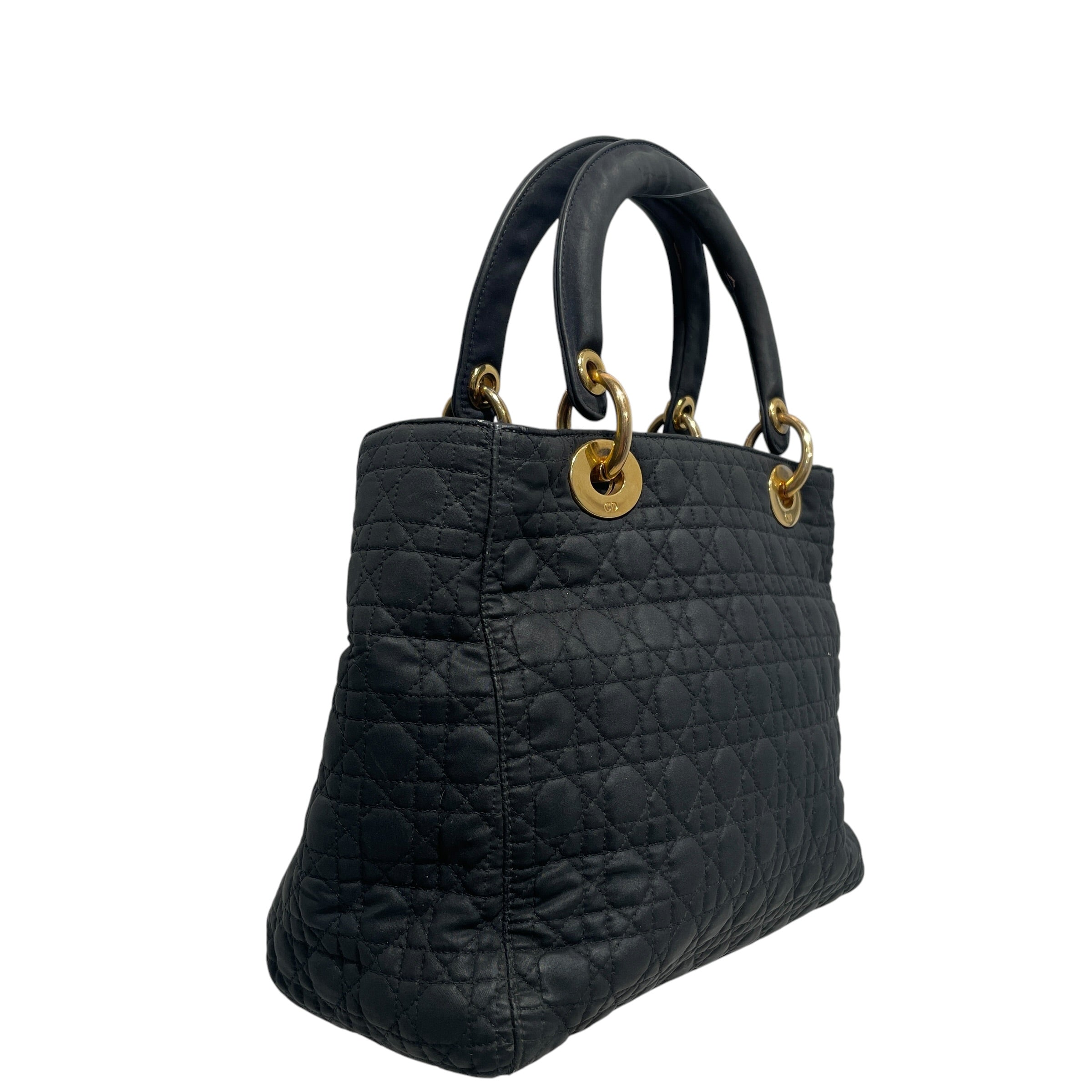 Christian Dior/Hand Bag/Monogram/Leather/BLK/Cannage Lady Dior Bag view 5