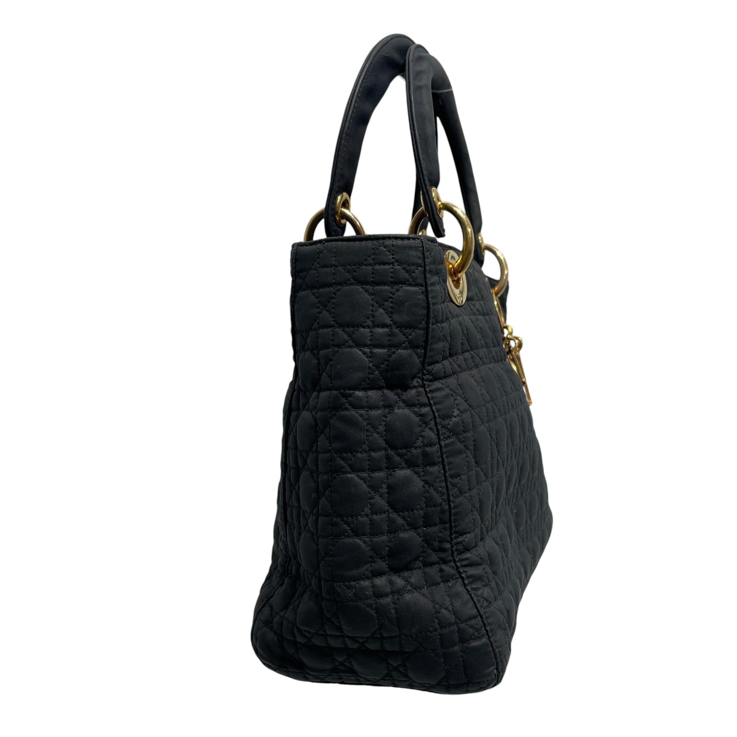 Christian Dior/Hand Bag/Monogram/Leather/BLK/Cannage Lady Dior Bag view 4