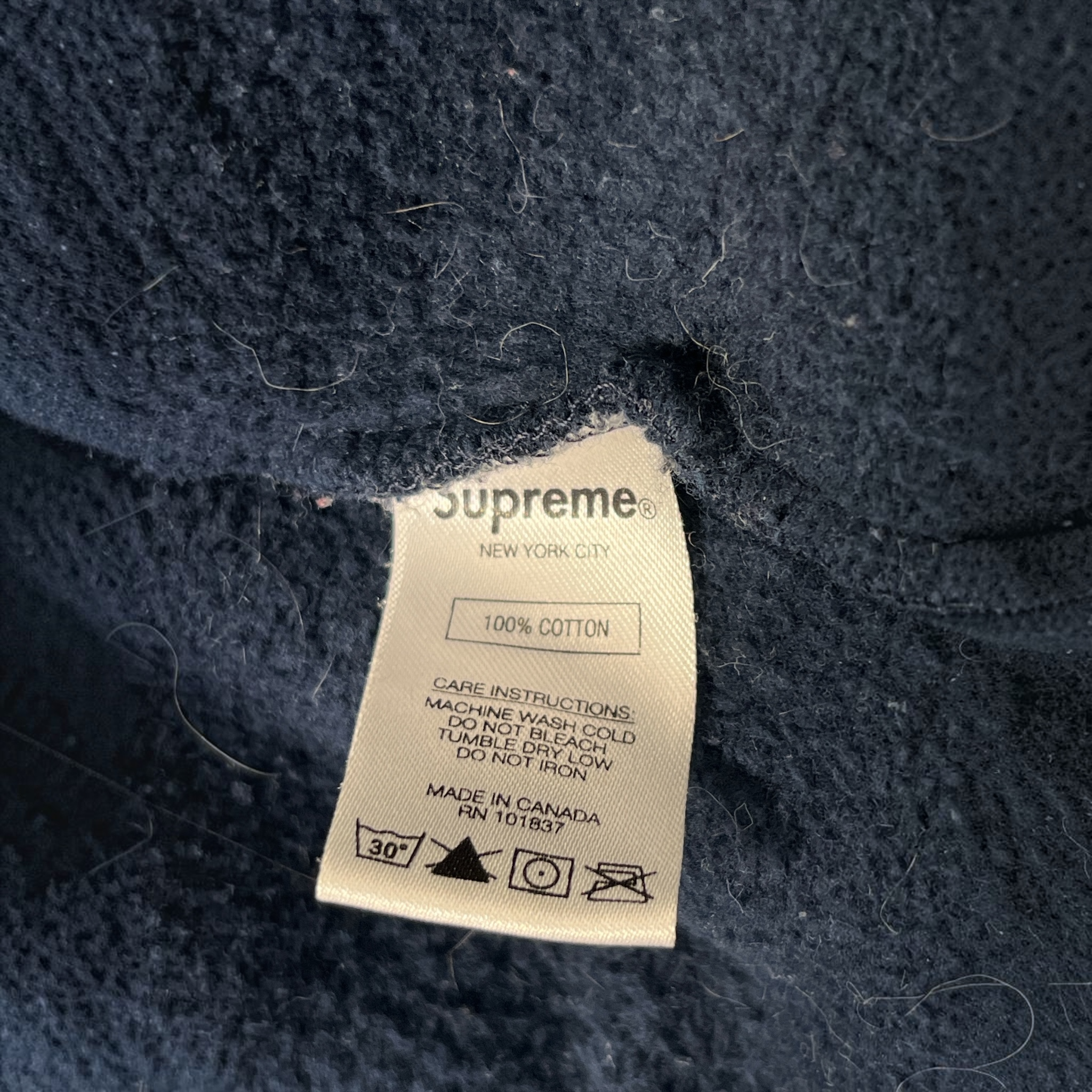 Supreme/Zip Up Hoodie/M/Cotton/NVY/ view 3