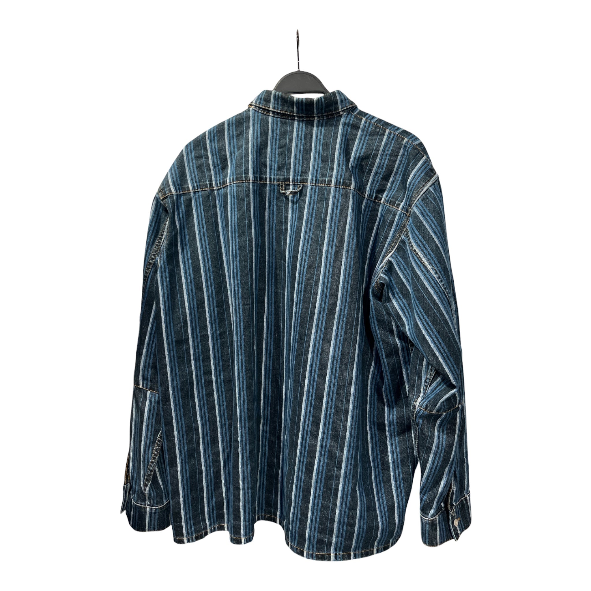 MARTINE ROSE/Polo Shirt/M/Cotton/BLU/Stripe/DENIMSTRIPES view 2