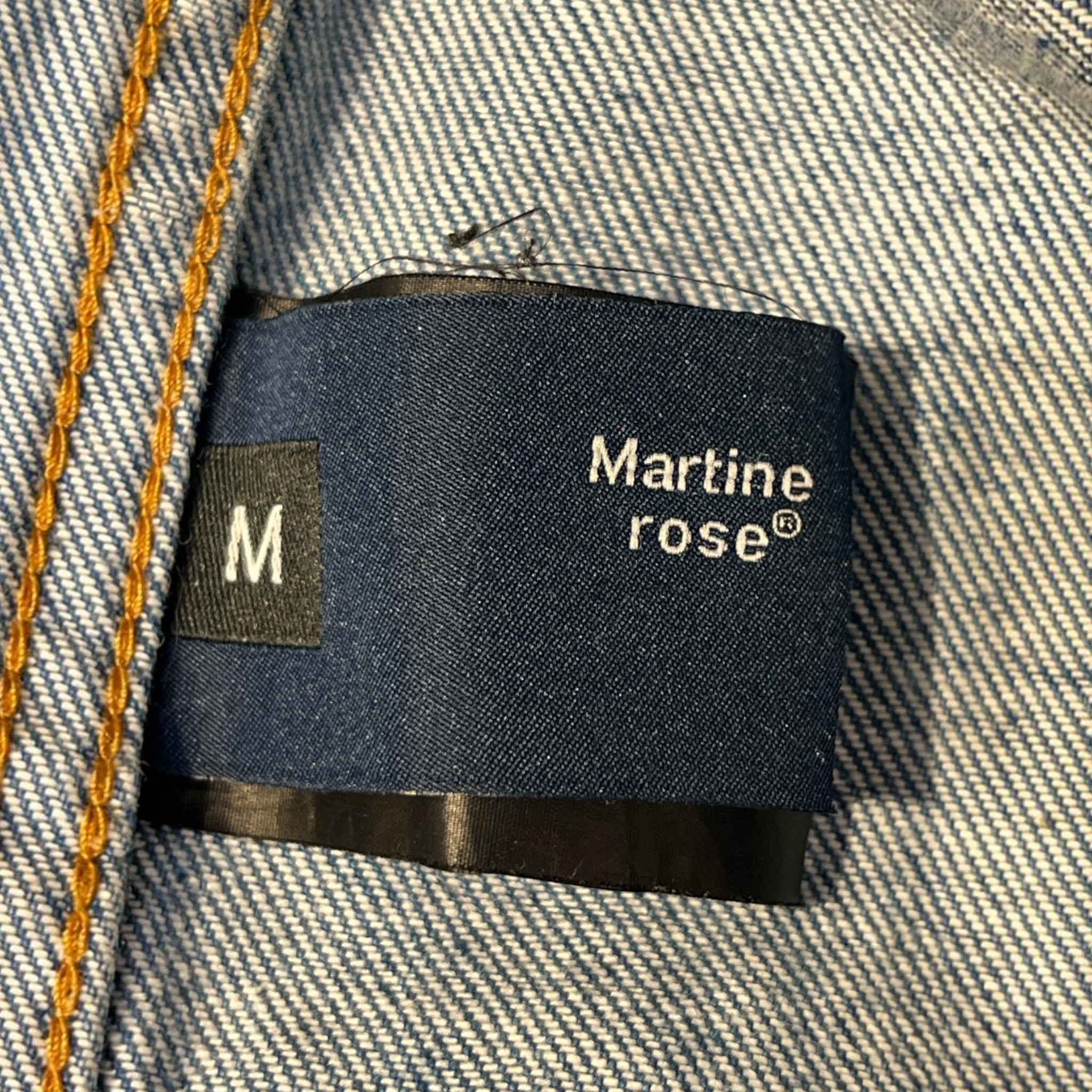 MARTINE ROSE/Polo Shirt/M/Cotton/BLU/Stripe/DENIMSTRIPES view 3