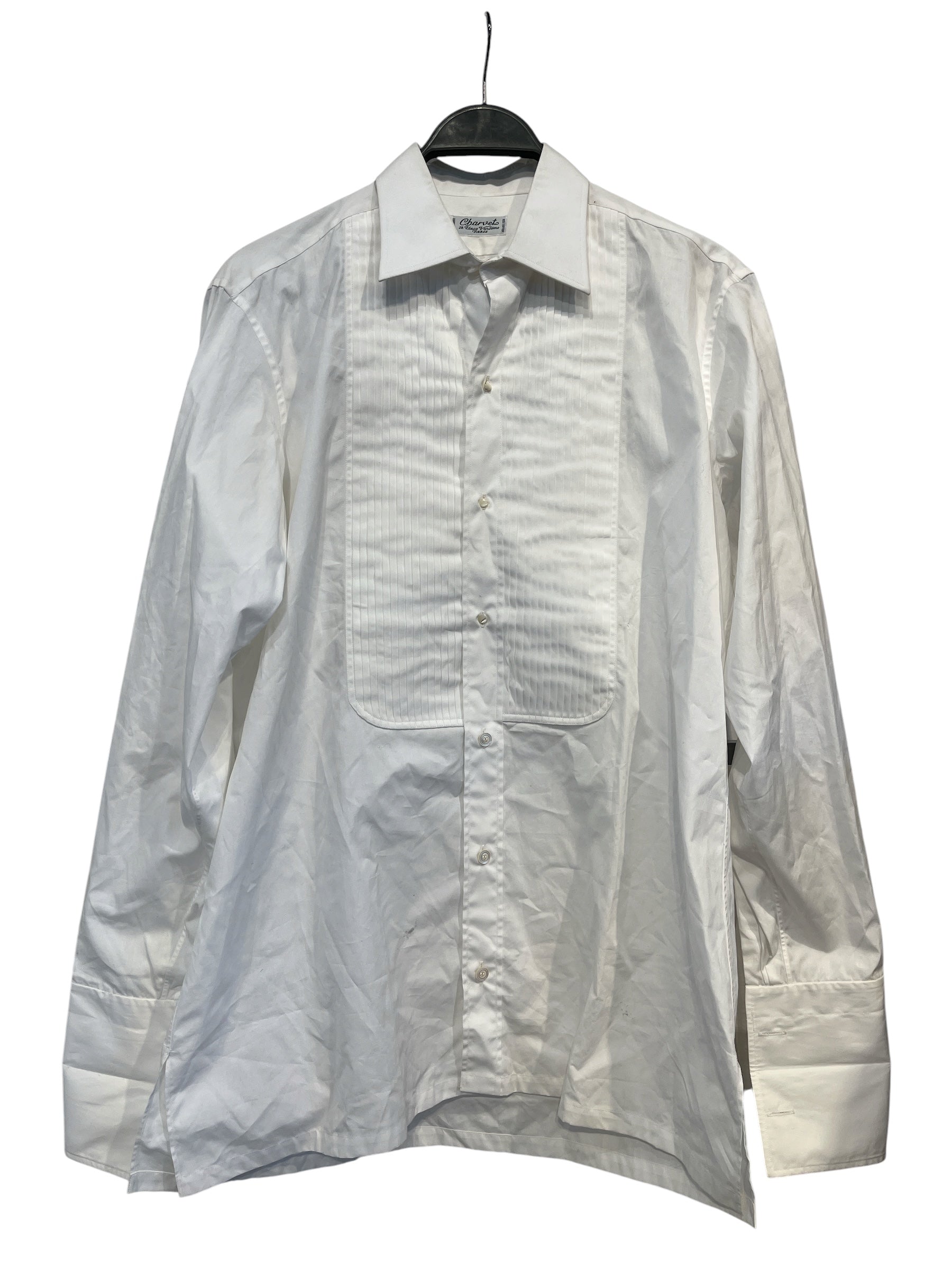 Charvet/LS Shirt/39/WHT/pleated button up view 1