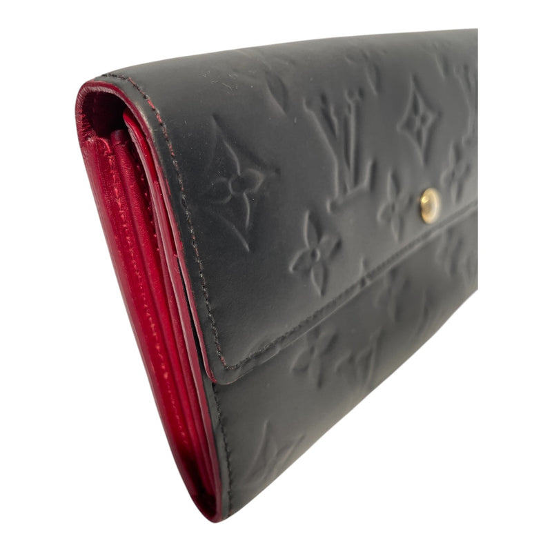 LOUIS VUITTON/Long Wallet/Black/Leather/