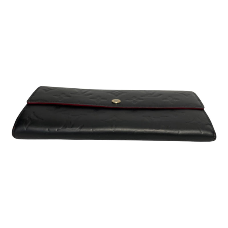 LOUIS VUITTON/Long Wallet/Black/Leather/