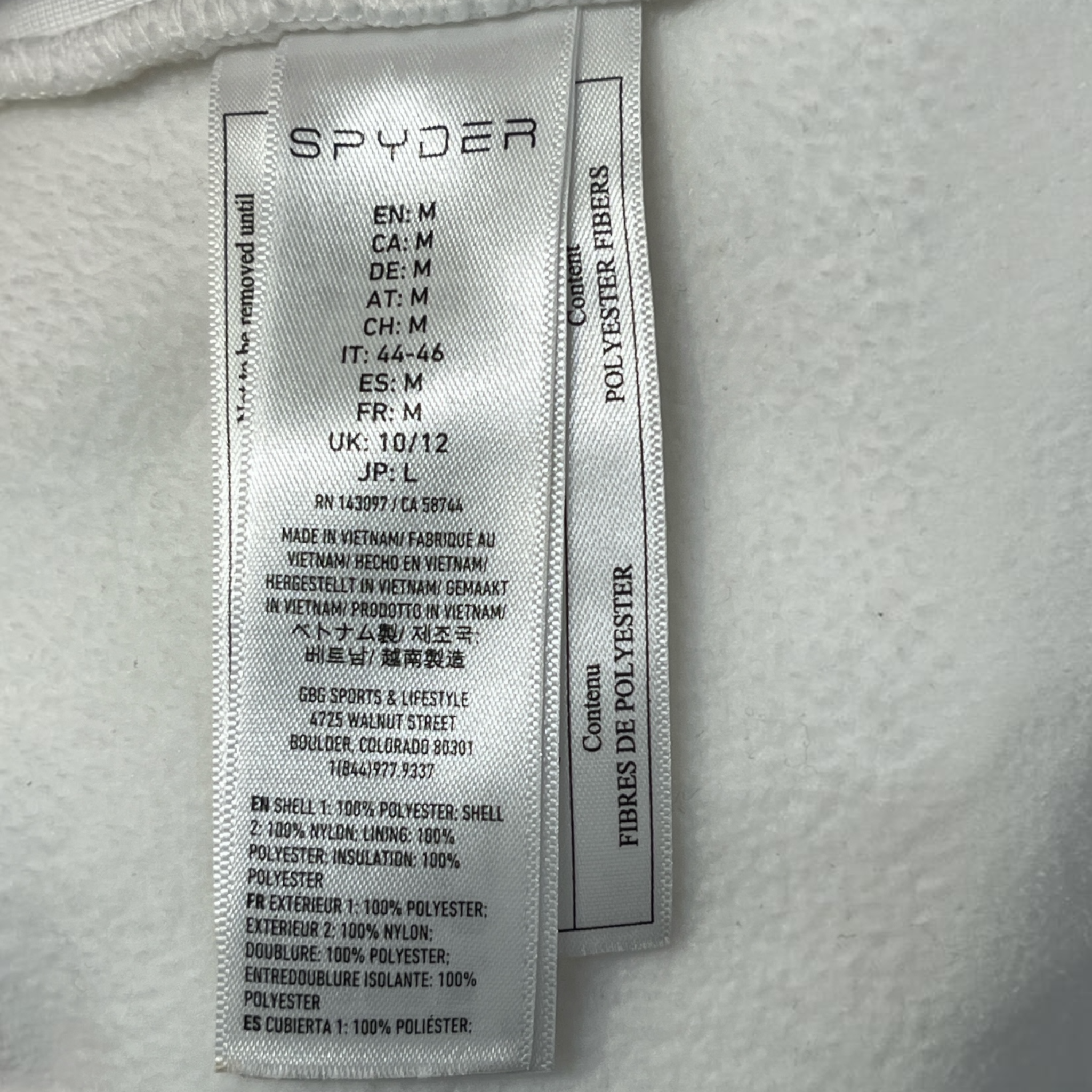 SPYDER/Fleece Jkt/M/Polyester/WHT/QUARTER ZIP view 3