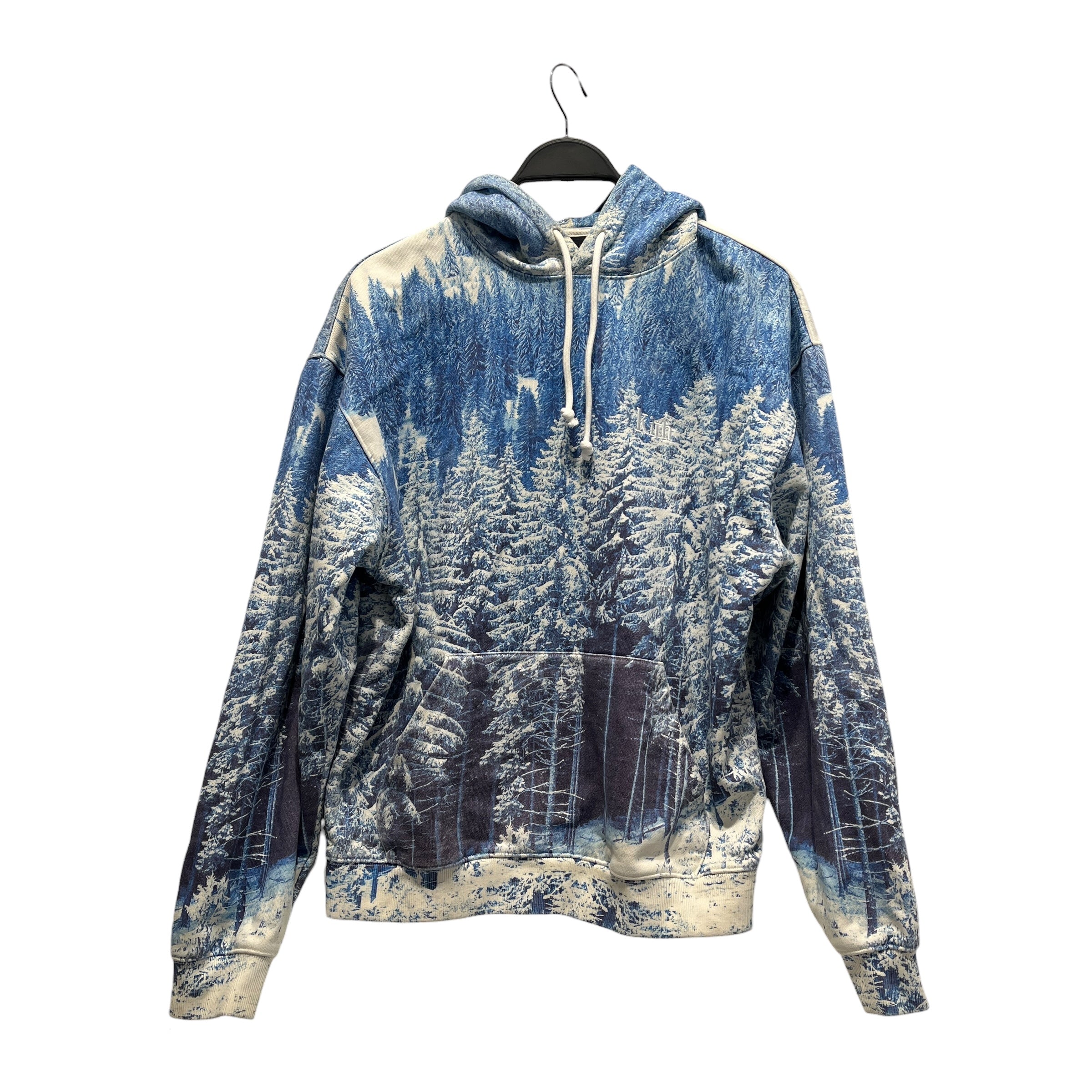 KITH/Hoodie/S/All Over Print/Cotton/WHT/Pullover/Winter Forest Hoodie BLU/WHT view 1
