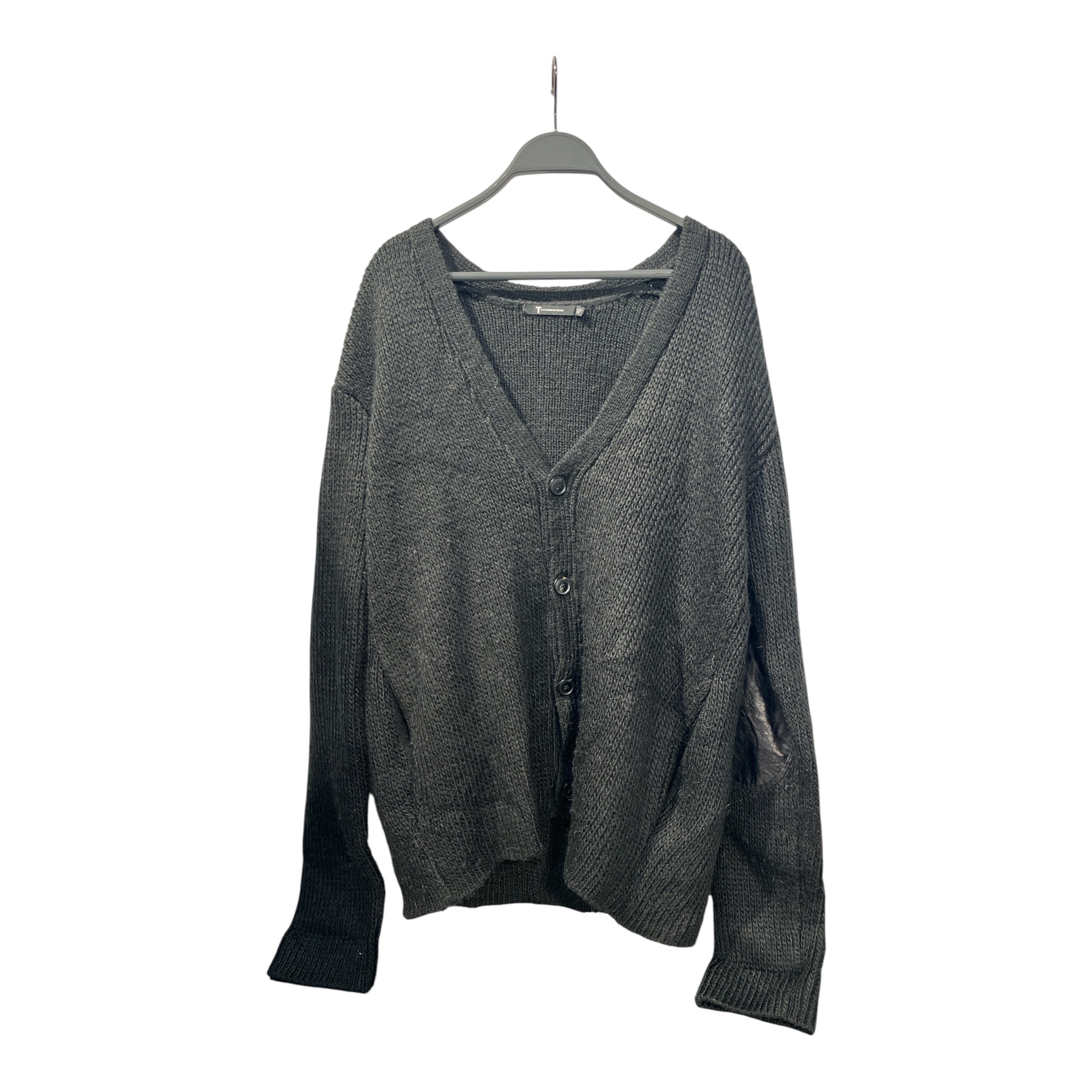 Alexander Wang/Cardigan/S/Acrylic/BLK/LEATHER ELBOWS view 1