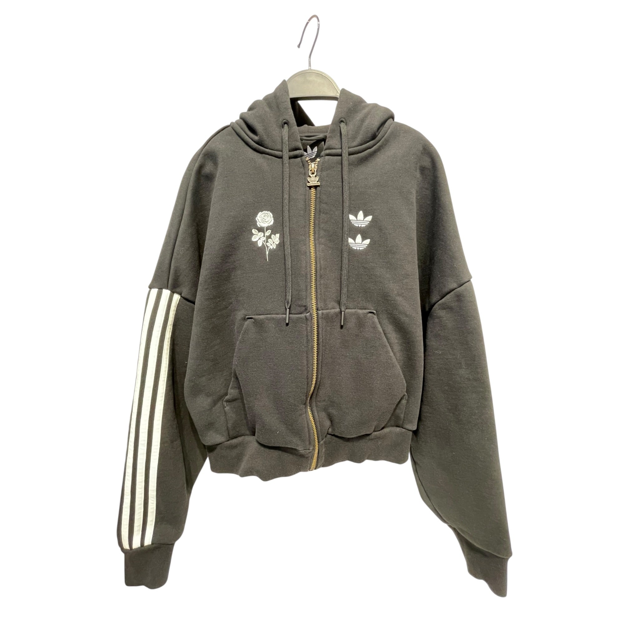 adidas/Zip Up Hoodie/XS/Cotton/BLK/LARGE BAG EMBROIDERY view 1