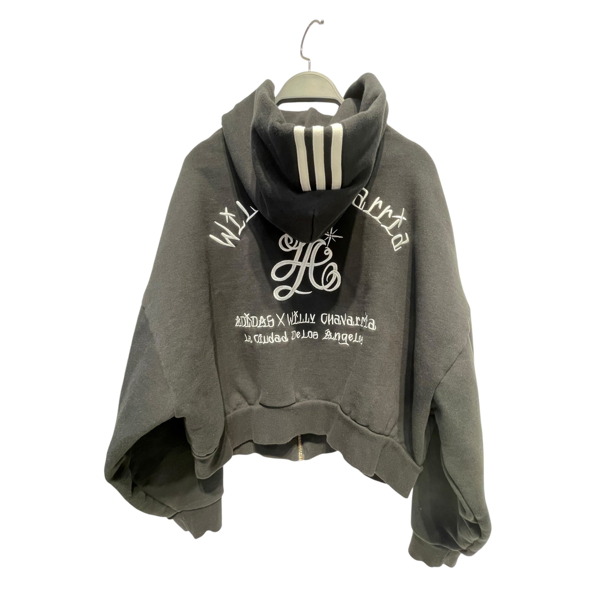 adidas/Zip Up Hoodie/XS/Cotton/BLK/LARGE BAG EMBROIDERY view 2