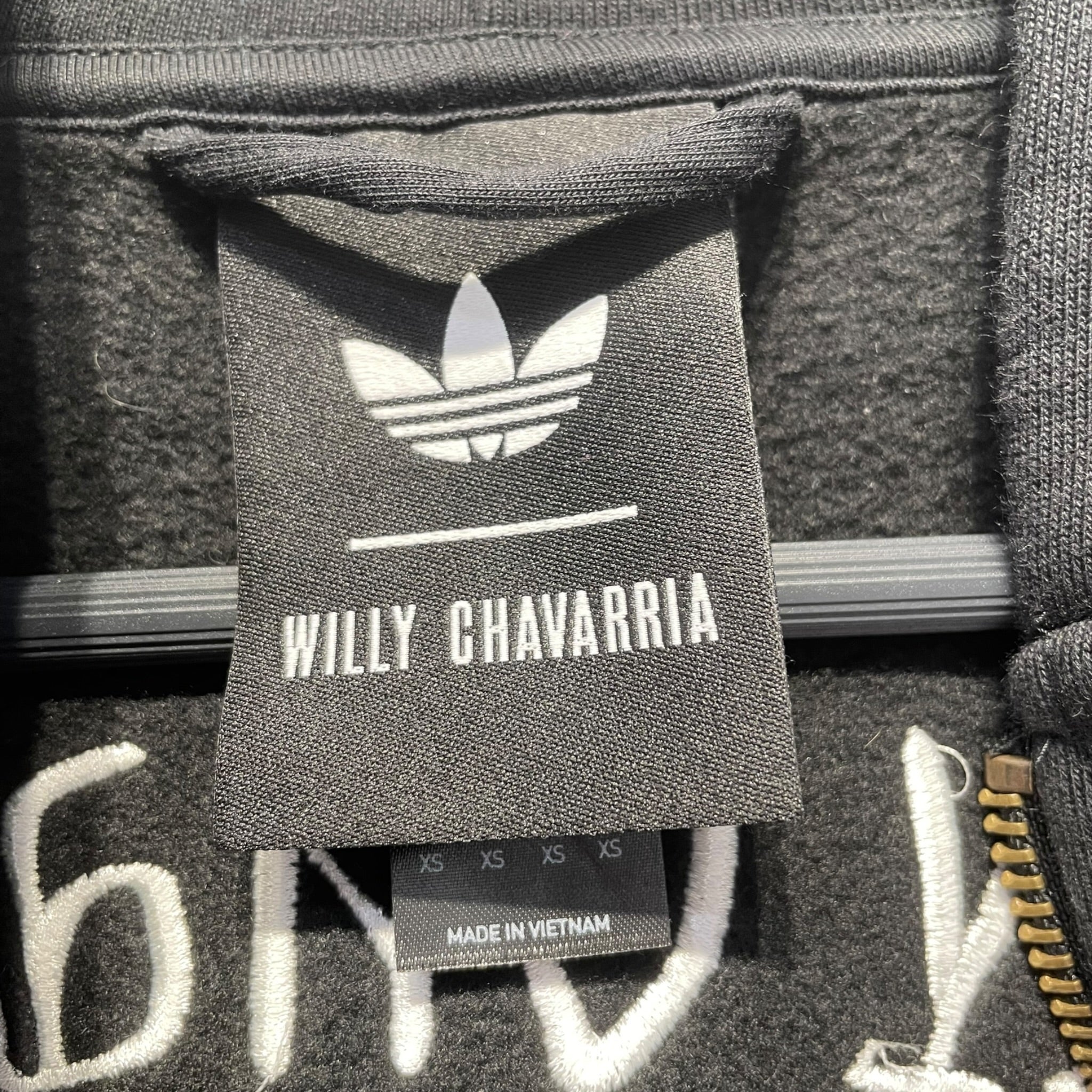 adidas/Zip Up Hoodie/XS/Cotton/BLK/LARGE BAG EMBROIDERY view 3