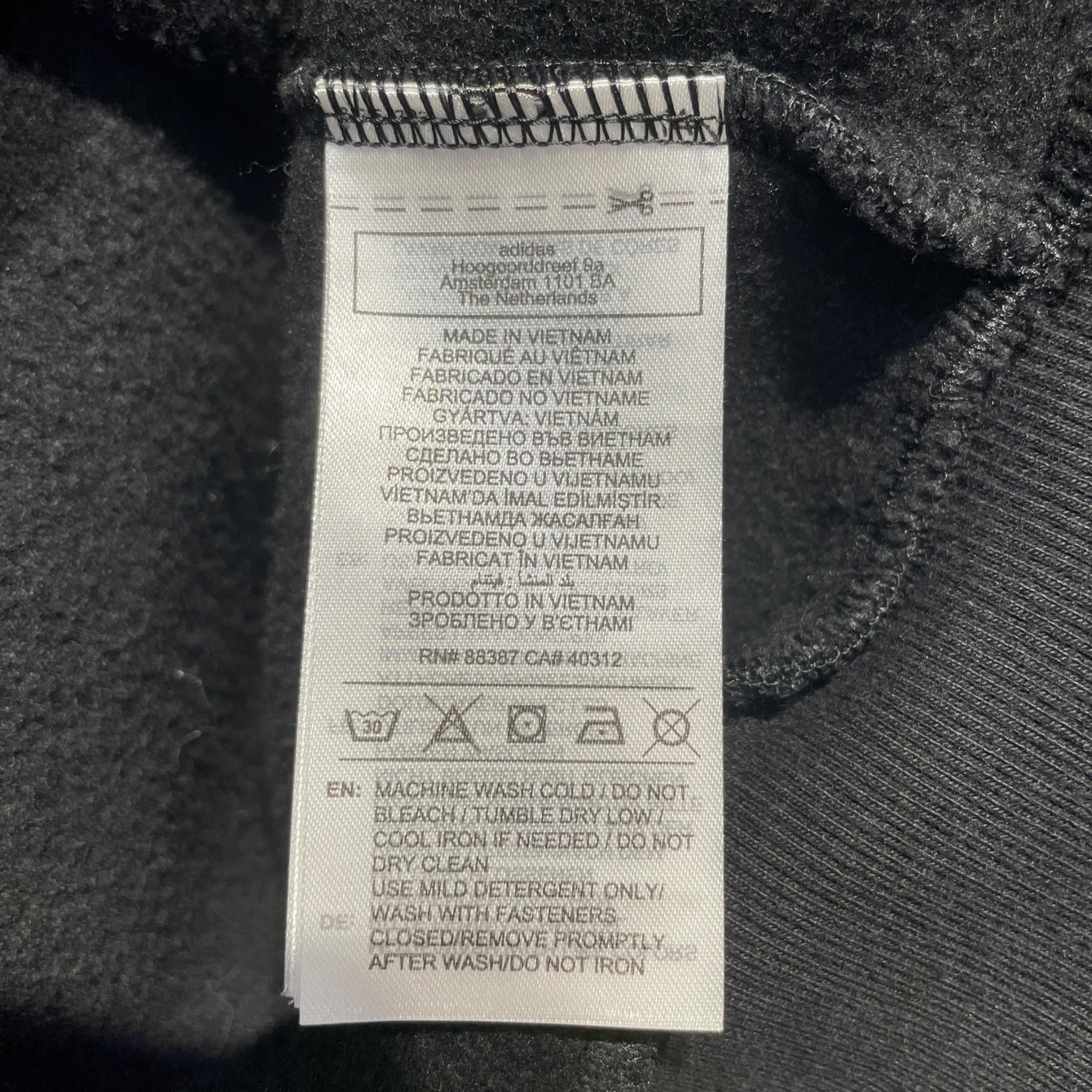 adidas/Zip Up Hoodie/XS/Cotton/BLK/LARGE BAG EMBROIDERY view 4
