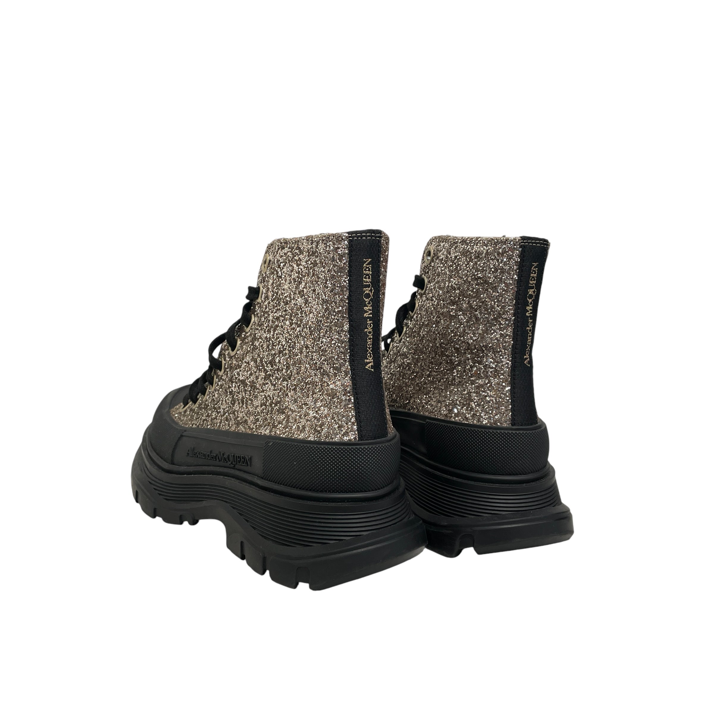 Alexander McQueen/Boots/US 6/BLK/TREAD SLICK GLITTER COMBAT view 2