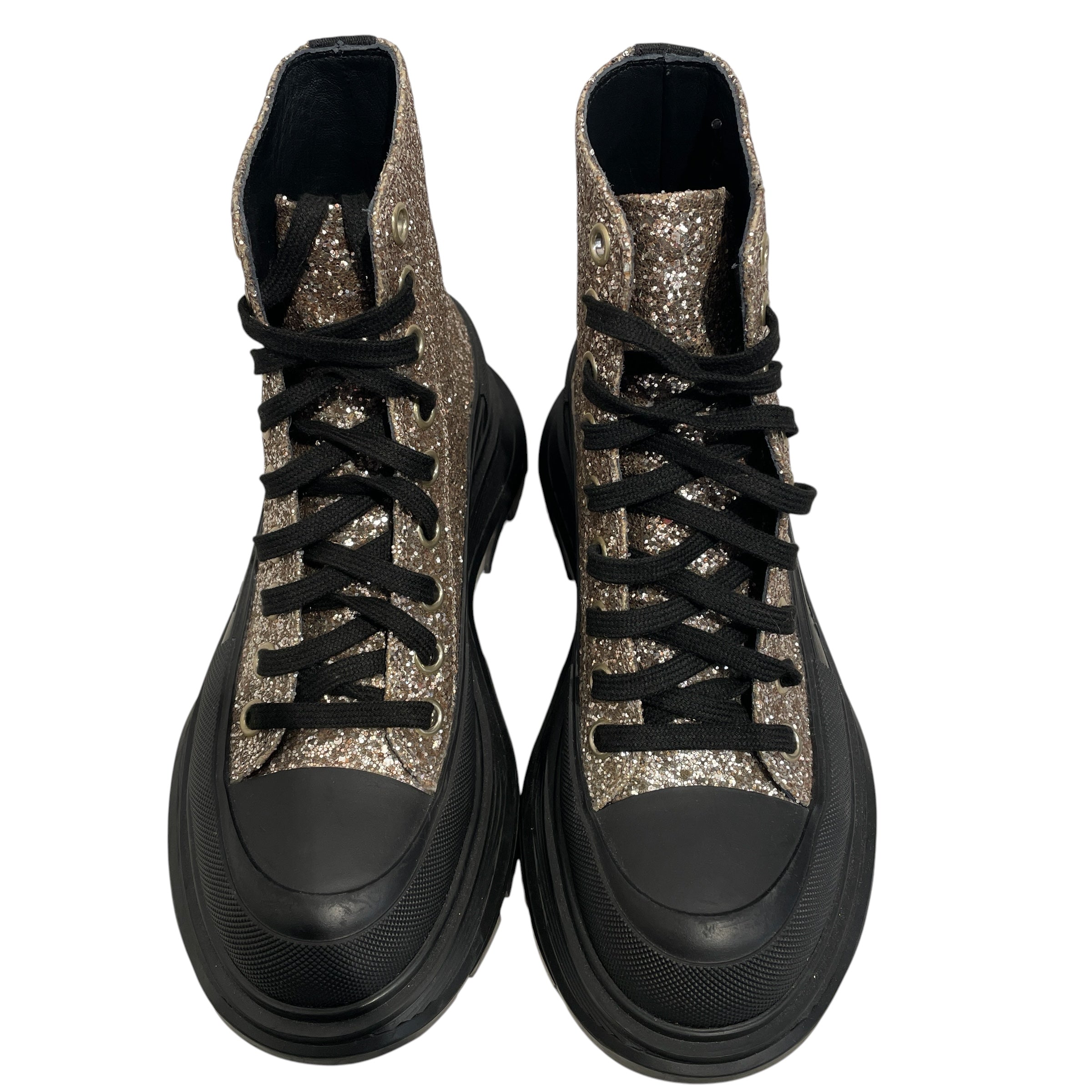 Alexander McQueen/Boots/US 6/BLK/TREAD SLICK GLITTER COMBAT view 3