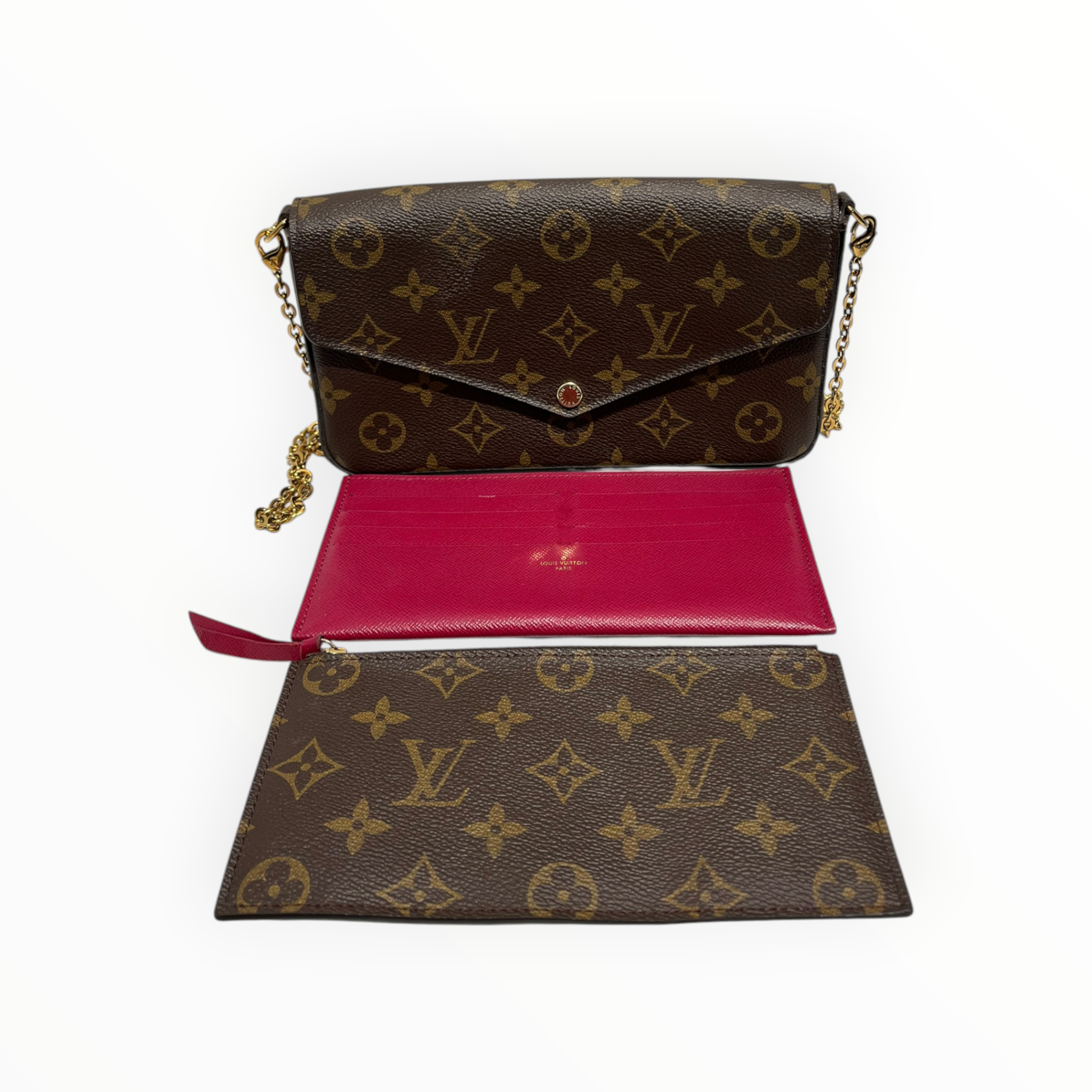 LOUIS VUITTON/Cross Body Bag/Monogram/Leather/BRW/Pochette Felicie view 3