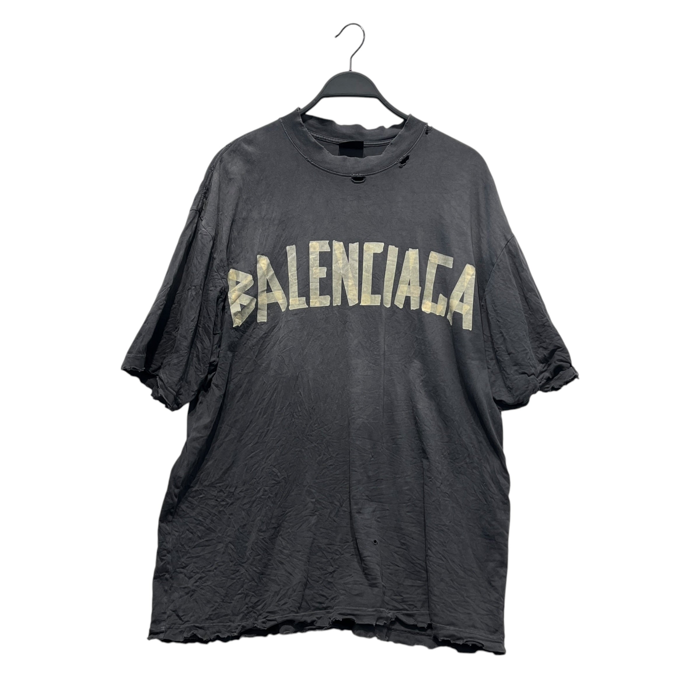BALENCIAGA/T-Shirt/M/Cotton/GRY/TAPE TYPE SHIRT OVERSIZED view 1