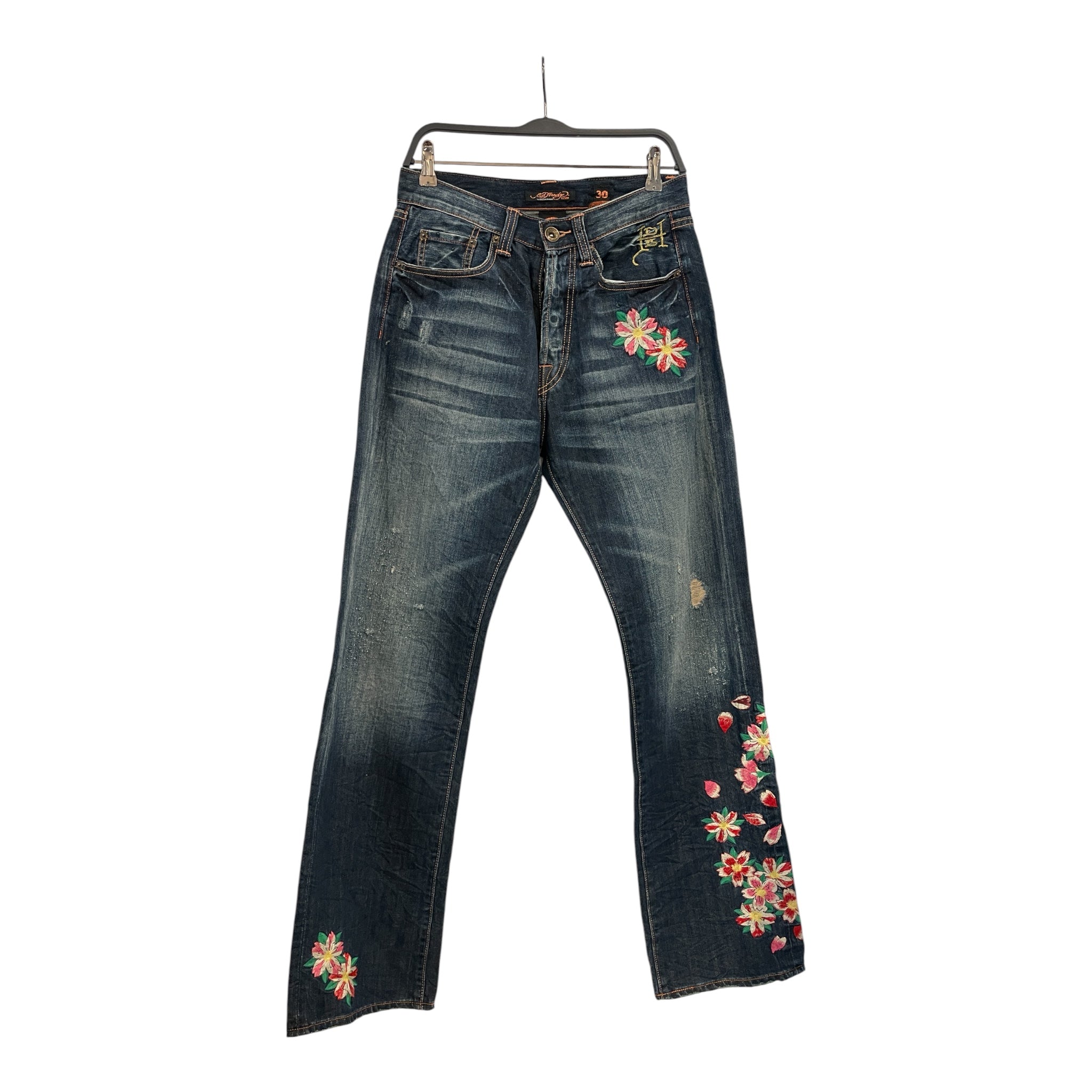 Ed Hardy/Pants/30/Denim/BLU/Flower Patches view 1
