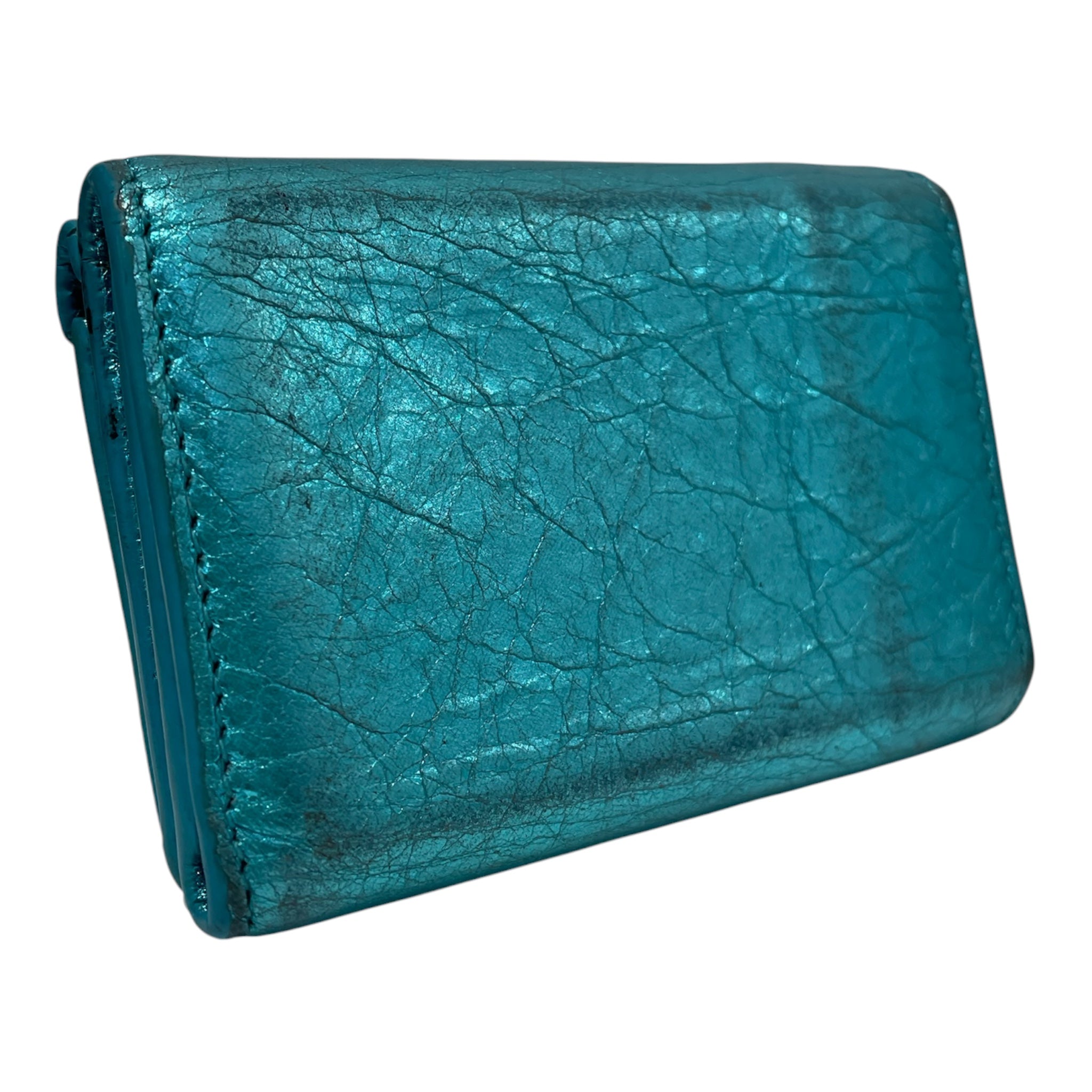 BALENCIAGA/Wallet/Leather/BLU/METALLIC SNAP WALLET view 2