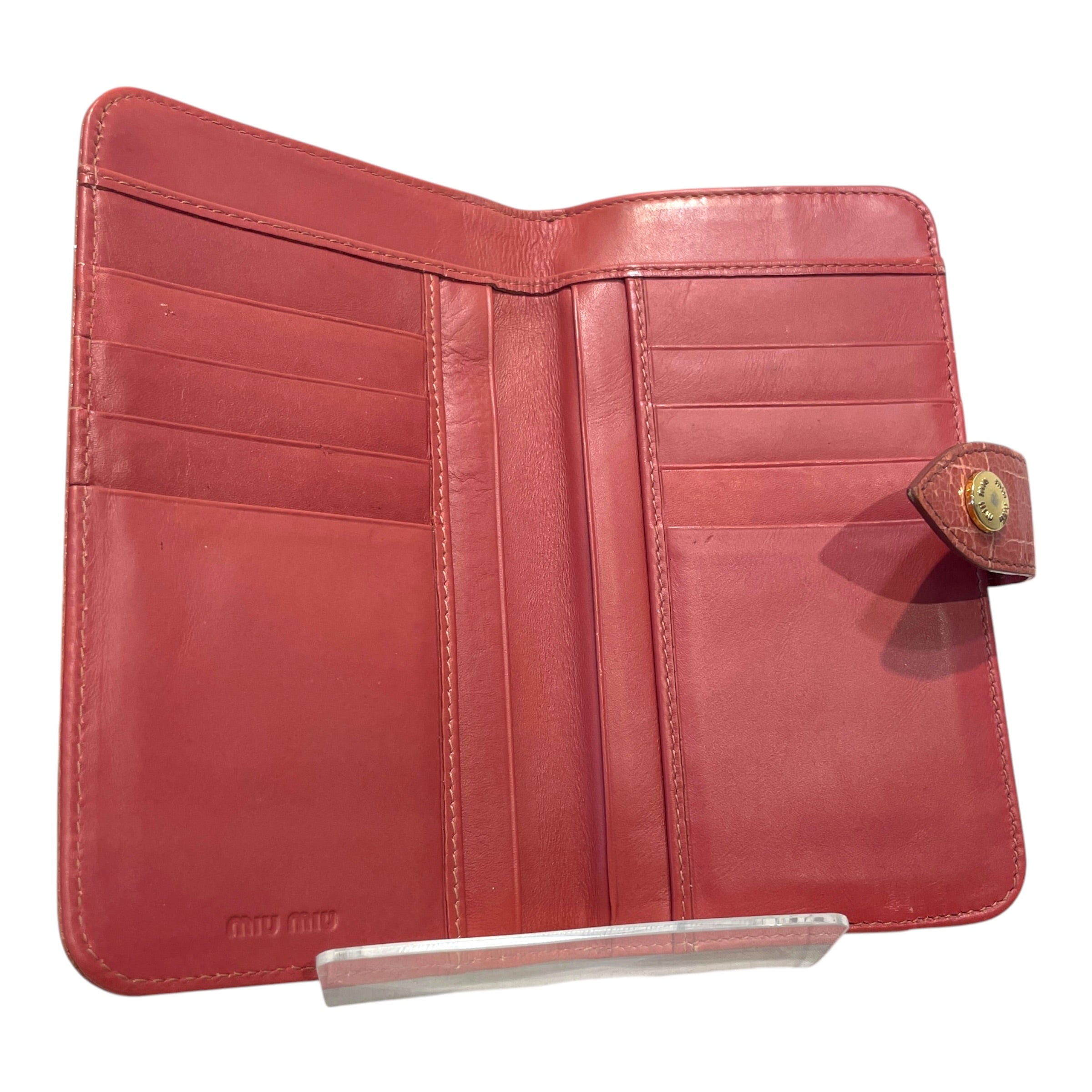 MIU MIU/Bifold Wallet/Animal Pattern/Leather/PNK/L's/Croc Embossed view 3