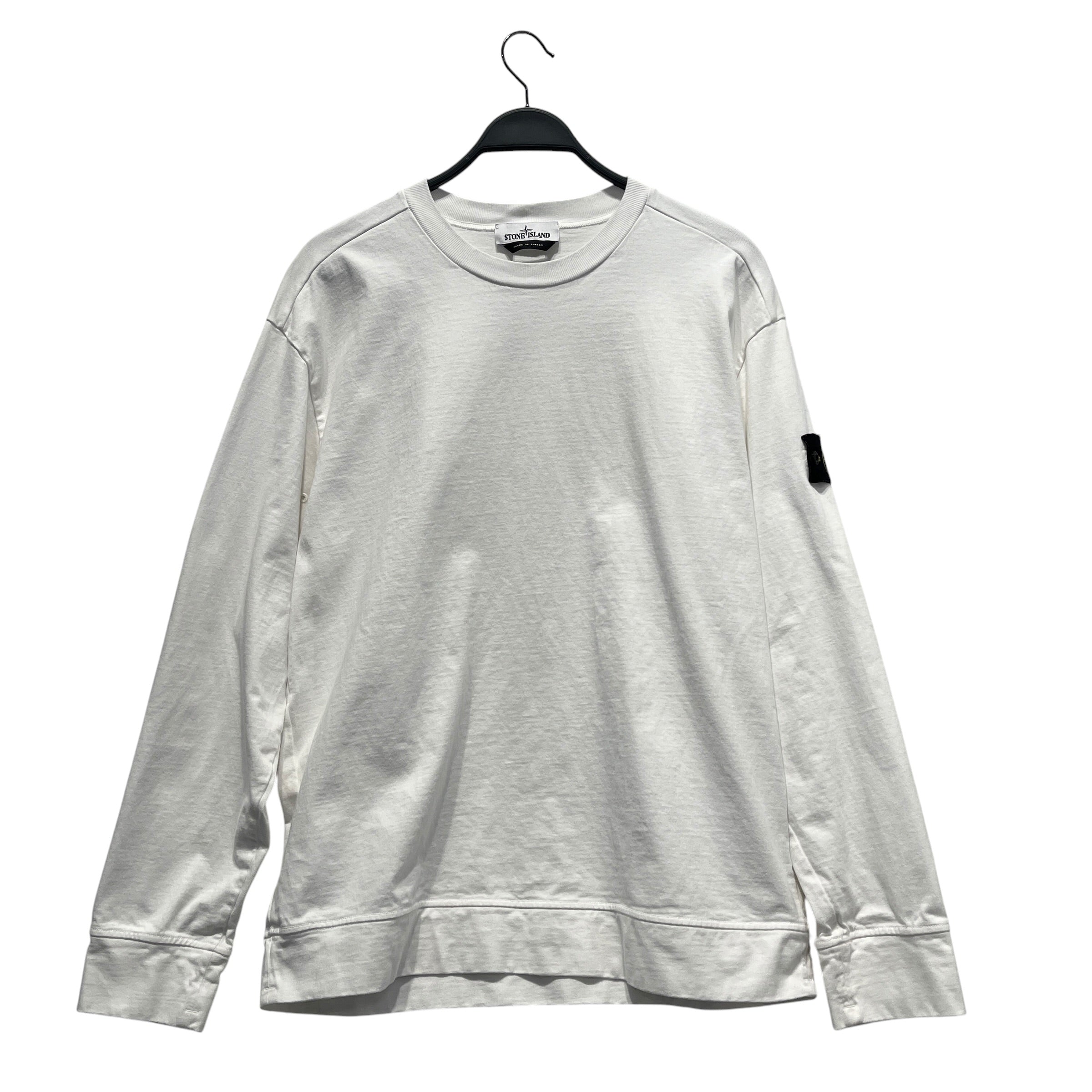 STONE ISLAND/LS T-Shirt/L/Cotton/WHT/CREWNECK SWEATSHIRT IN WHITE view 1
