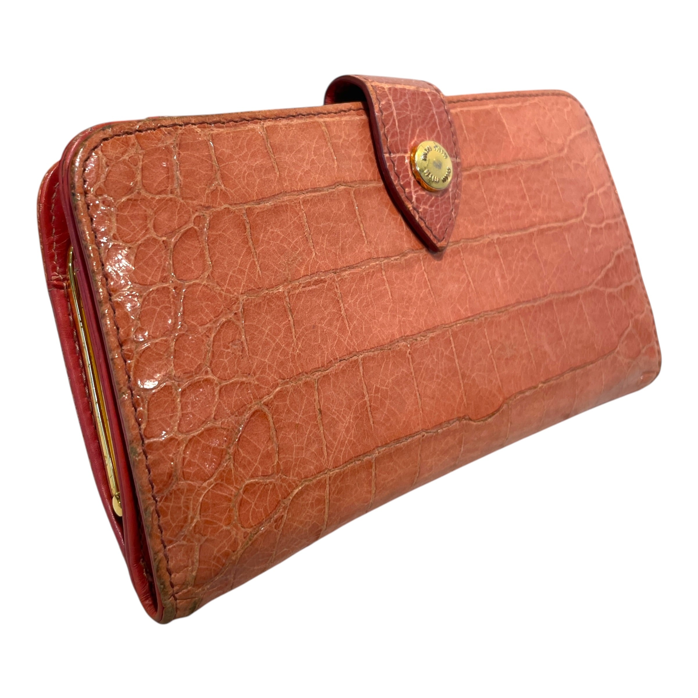 MIU MIU/Bifold Wallet/Animal Pattern/Leather/PNK/L's/Croc Embossed view 2
