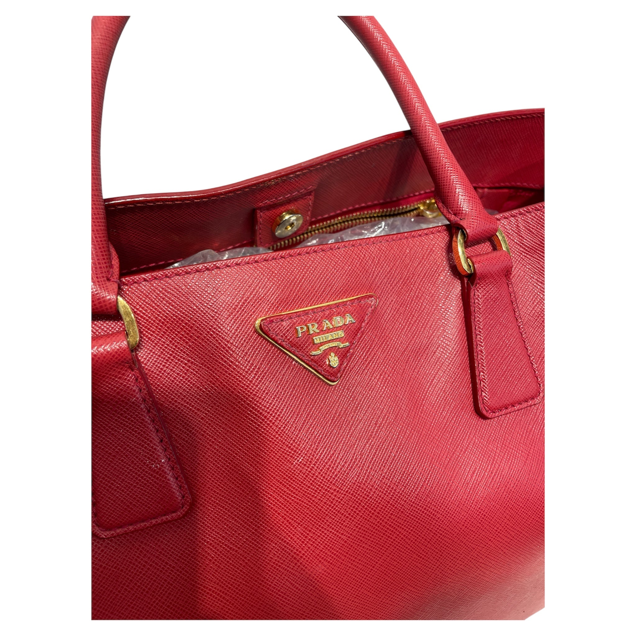PRADA/Hand Bag/Leather/RED/SAFFIANO LUX DOUBLE ZIP TOTE view 4