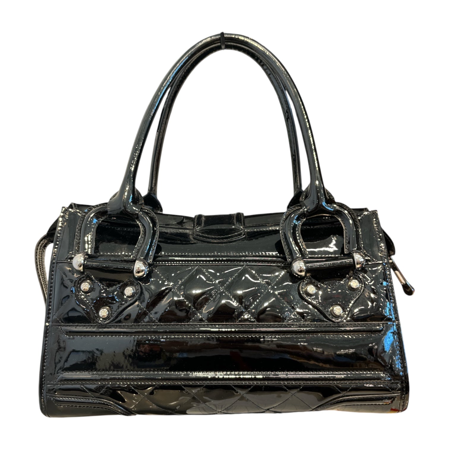 BURBERRY/Hand Bag/Leather/BLK/lock and key quilted patent view 2