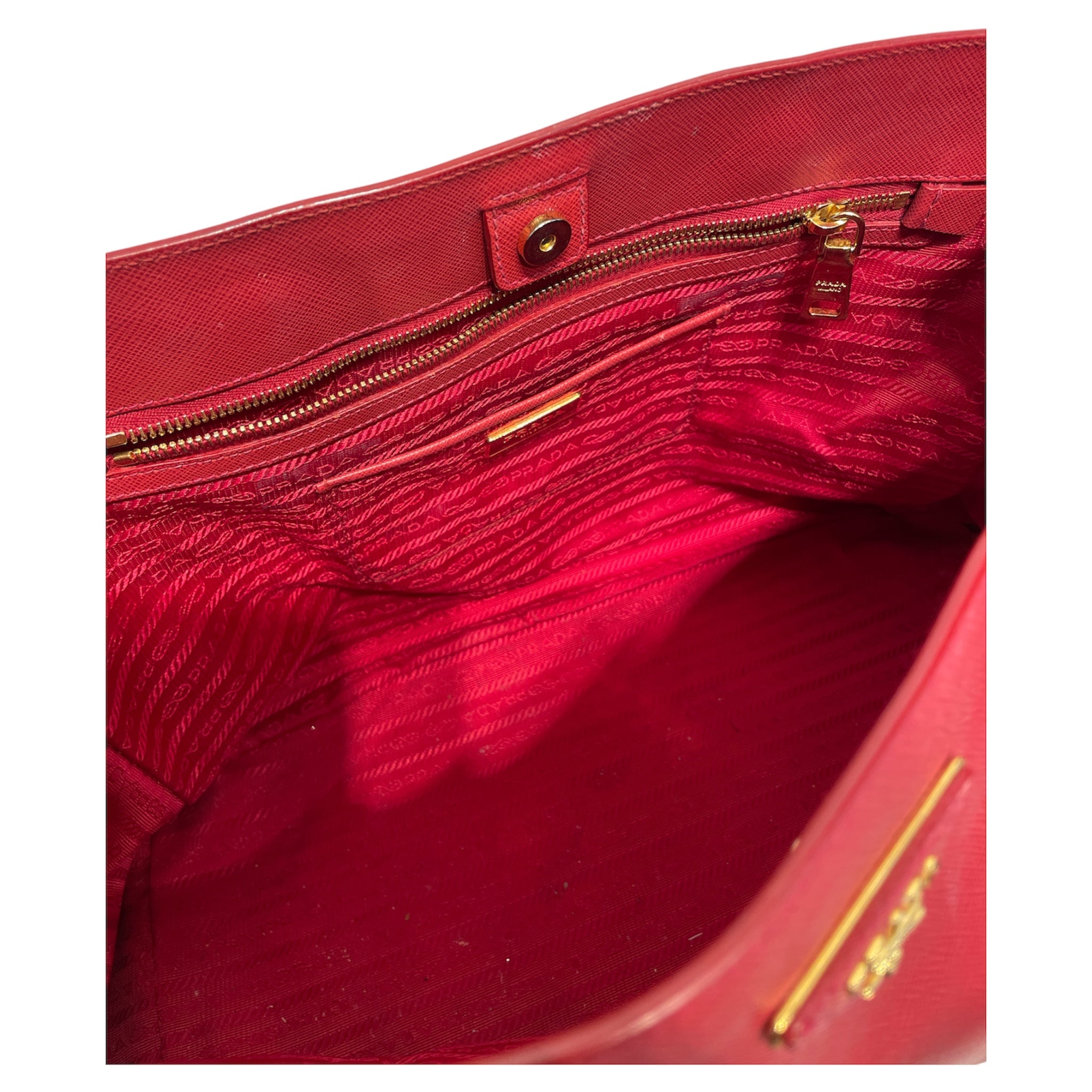 PRADA/Hand Bag/Leather/RED/SAFFIANO LUX DOUBLE ZIP TOTE view 5
