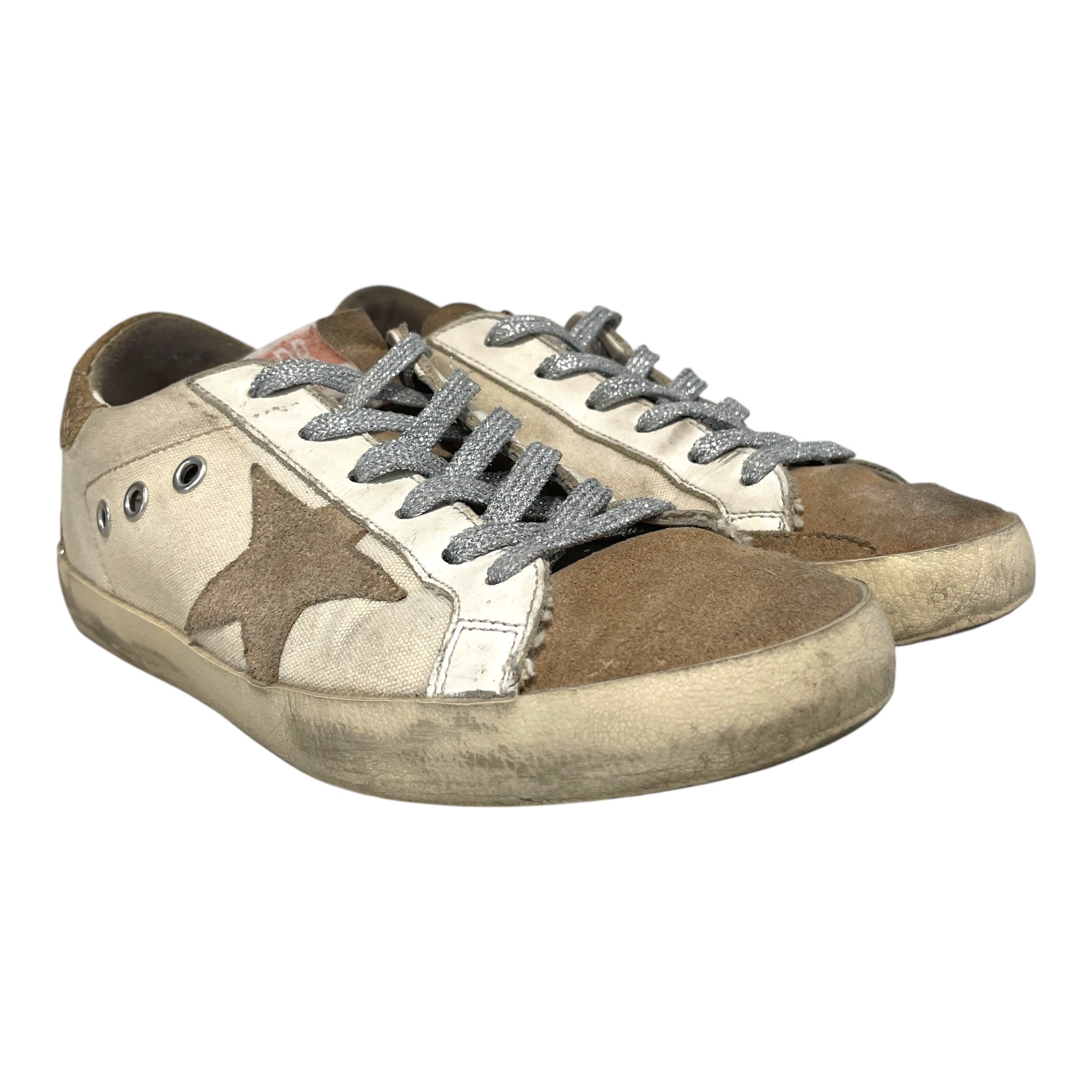 GOLDEN GOOSE/Low-Sneakers/EU 37/Cotton/CRM/Glitter Heel view 1