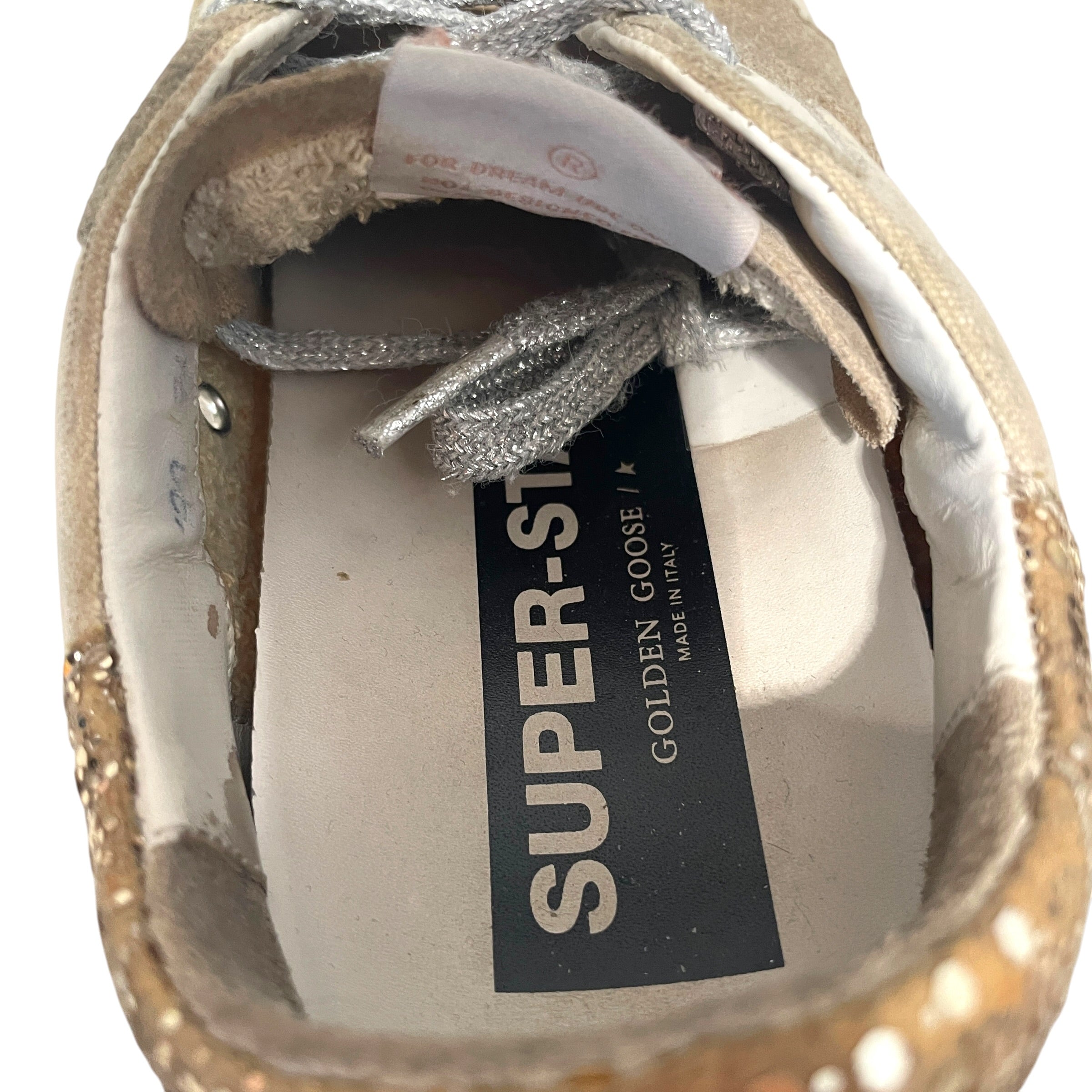 GOLDEN GOOSE/Low-Sneakers/EU 37/Cotton/CRM/Glitter Heel view 5