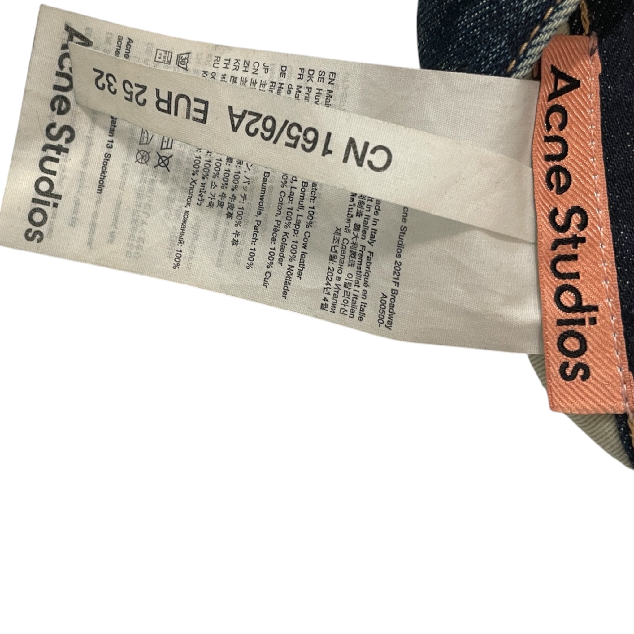 Acne Studios/Straight Pants/25/Cotton/BLU/acne studios regular fit view 3