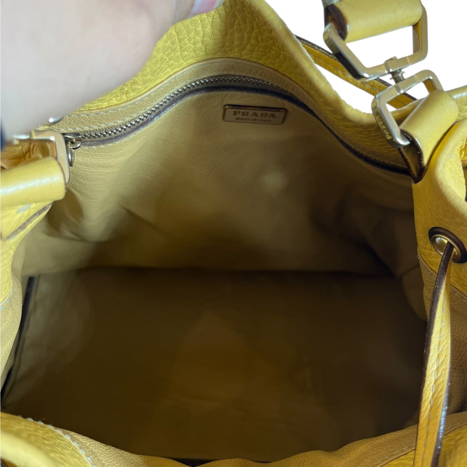 PRADA/Hand Bag/Leather/YEL/Saffiano Leather view 8