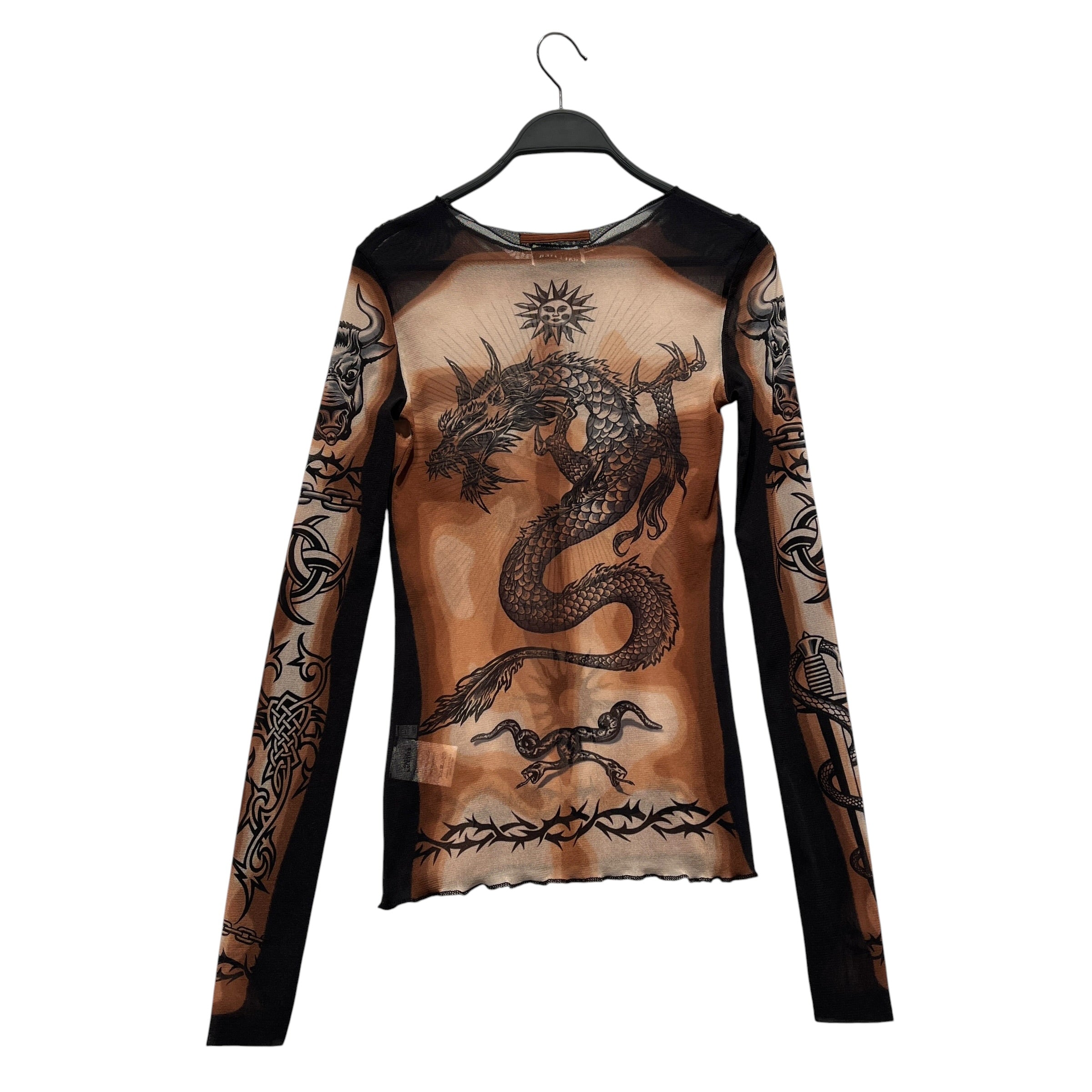 Jean Paul Gaultier/LS T-Shirt/M/MLT/All Over Print/SAFE SEX FOR EVER TATTOO MESH view 2
