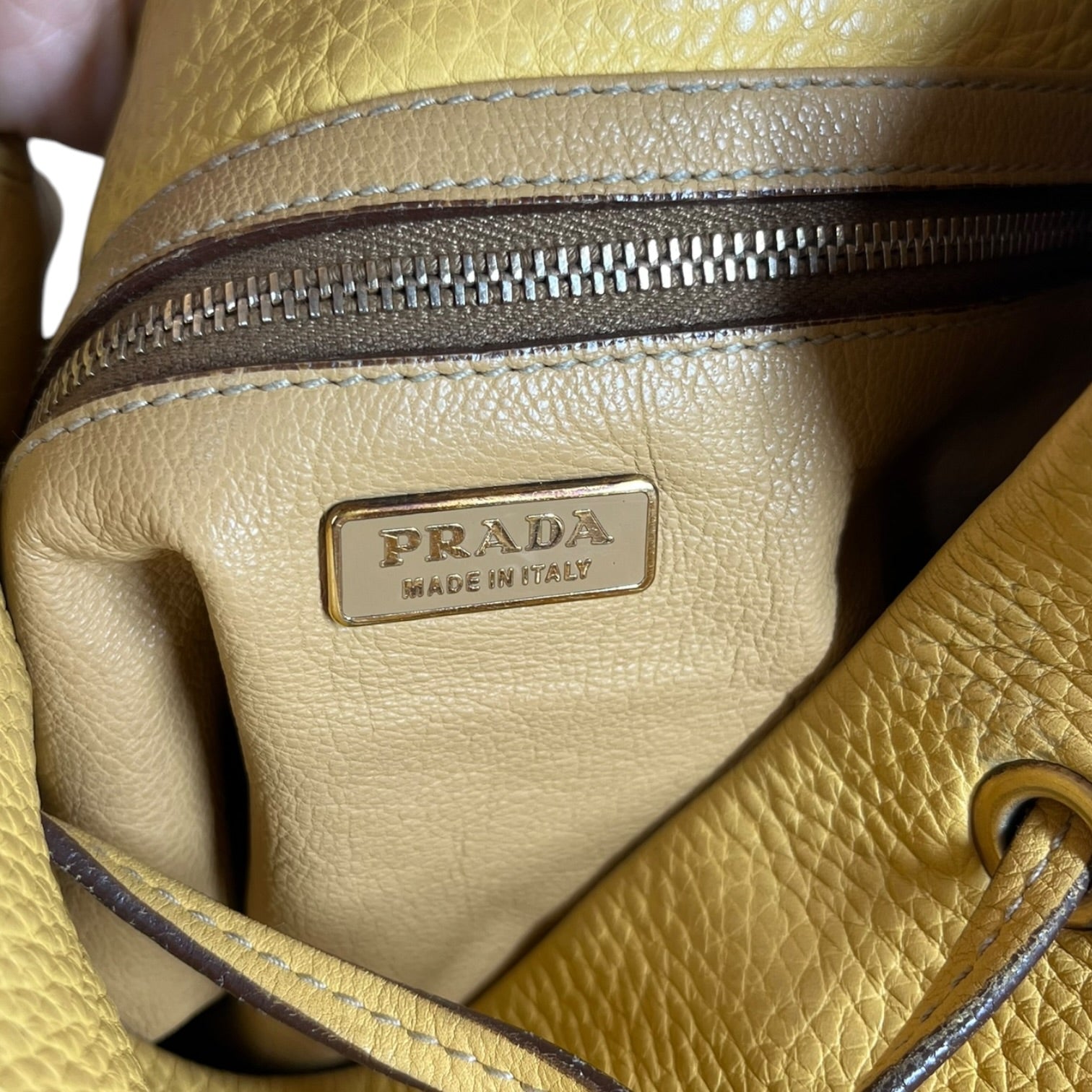 PRADA/Hand Bag/Leather/YEL/Saffiano Leather view 9