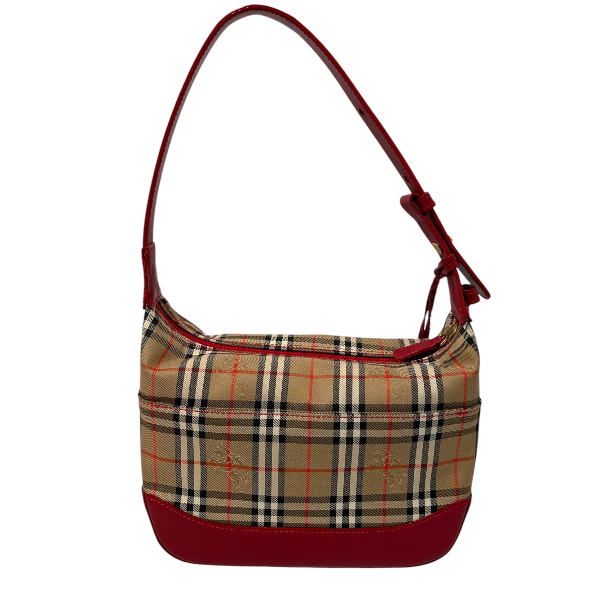 BURBERRY/Bag/Plaid/Leather/RED/HAYMARKET CHECK HOBO GOLD view 2