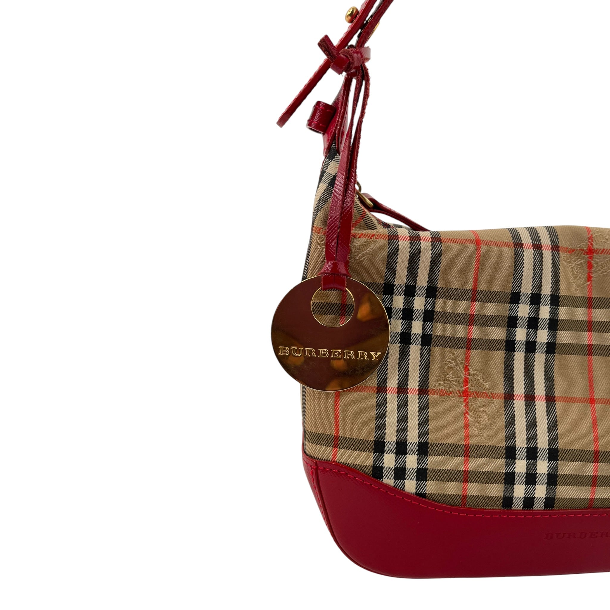 BURBERRY/Bag/Plaid/Leather/RED/HAYMARKET CHECK HOBO GOLD view 3