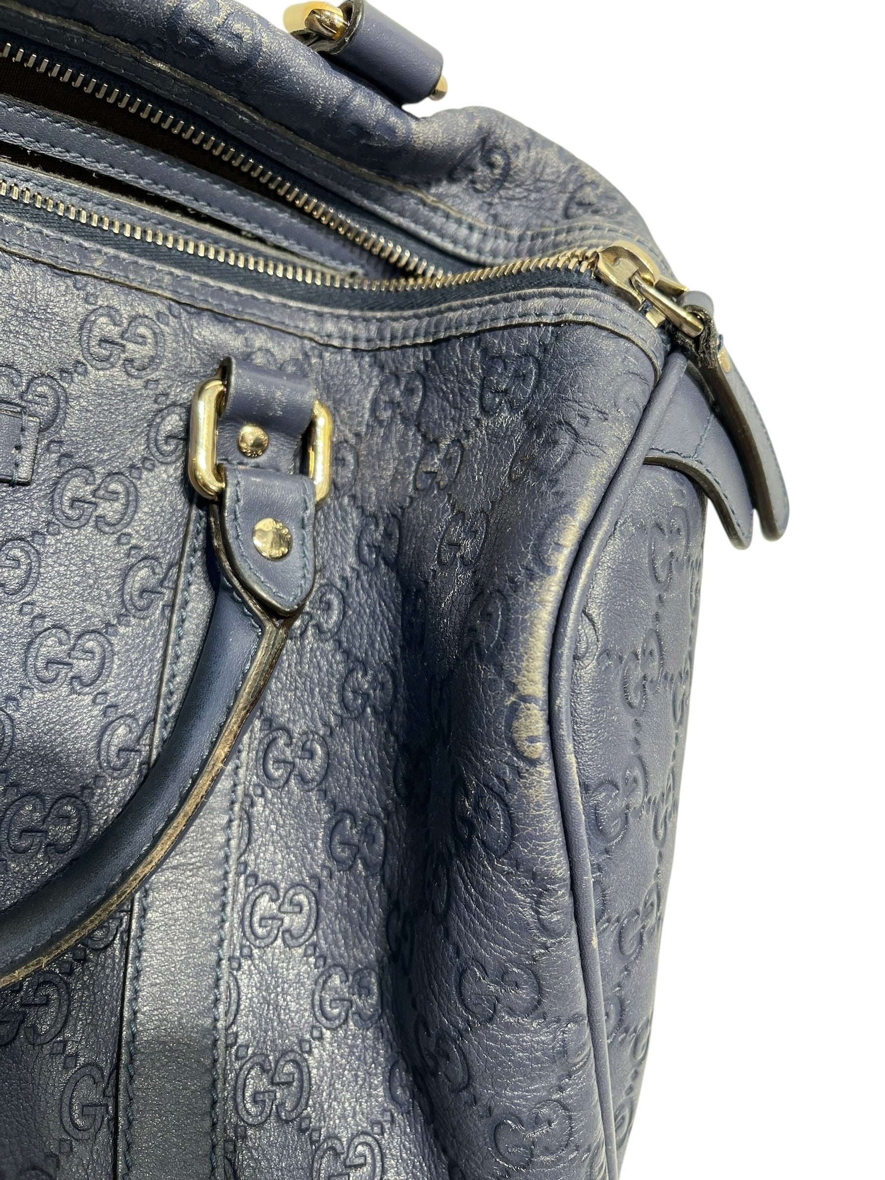 GUCCI/Boston Bag/Leather/BLU/GG Blue Leather Boston Bag view 1