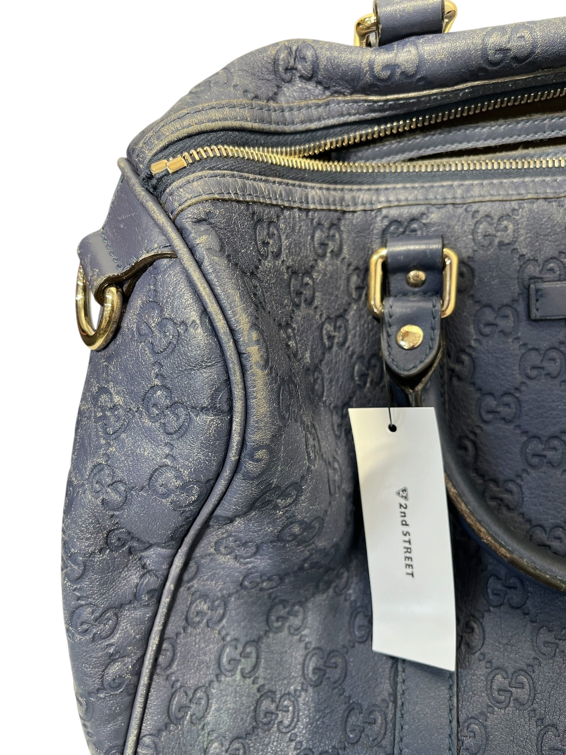 GUCCI/Boston Bag/Leather/BLU/GG Blue Leather Boston Bag view 2