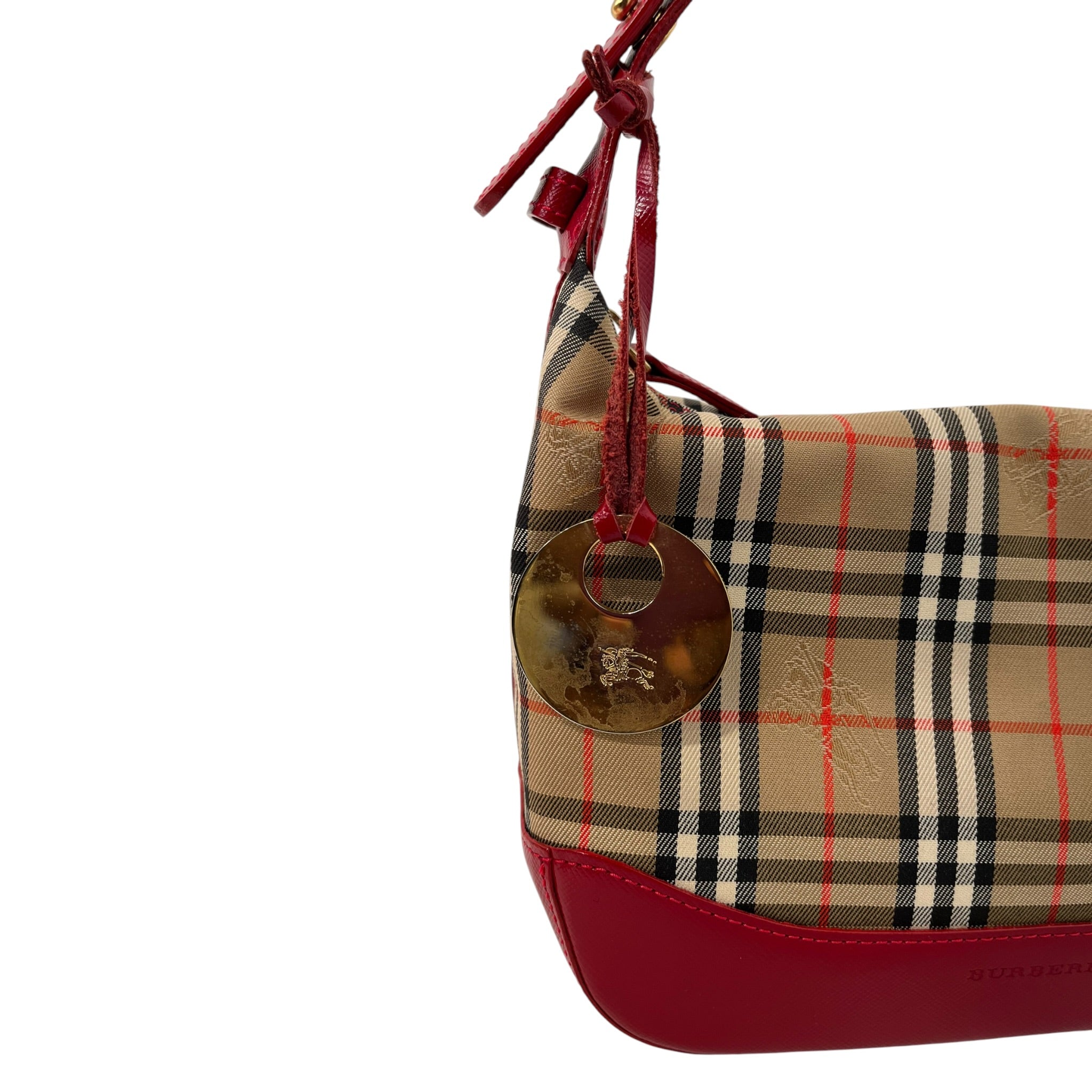 BURBERRY/Bag/Plaid/Leather/RED/HAYMARKET CHECK HOBO GOLD view 4
