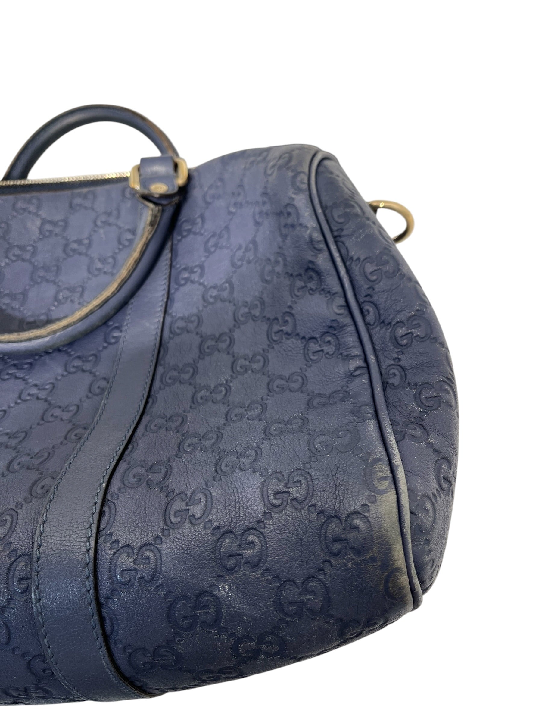 GUCCI/Boston Bag/Leather/BLU/GG Blue Leather Boston Bag view 3