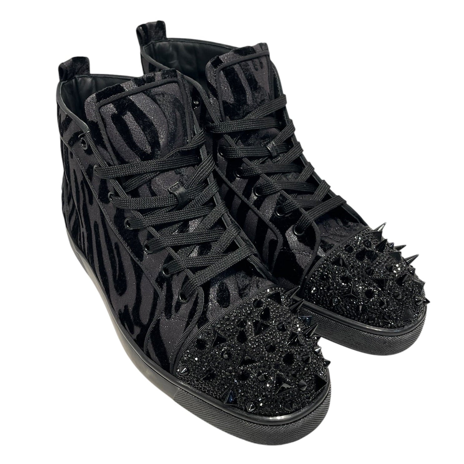 Christian Louboutin/Hi-Sneakers/EU 45/Animal Pattern/BLK/Zebra print spikes view 1