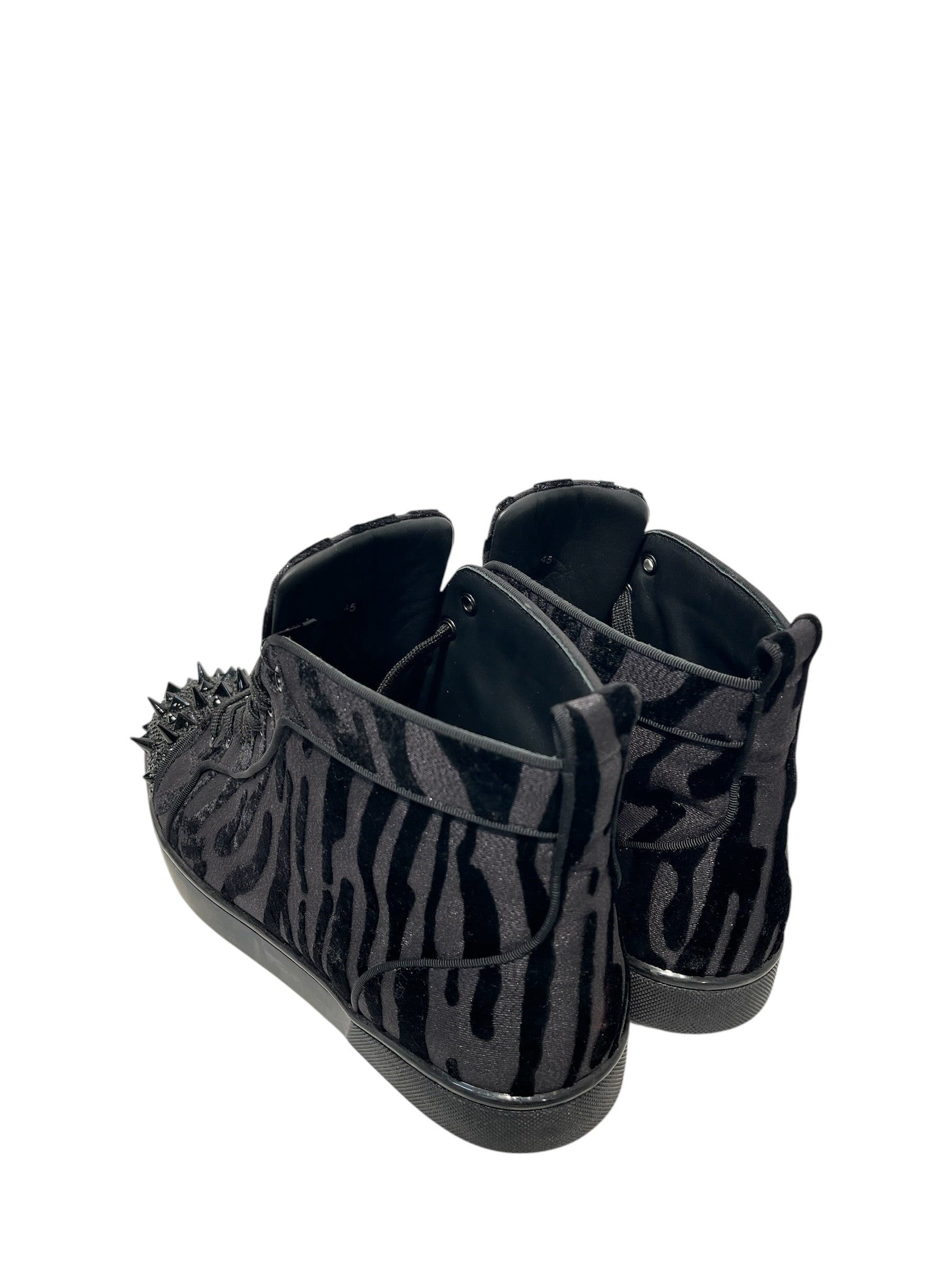 Christian Louboutin/Hi-Sneakers/EU 45/Animal Pattern/BLK/Zebra print spikes view 2