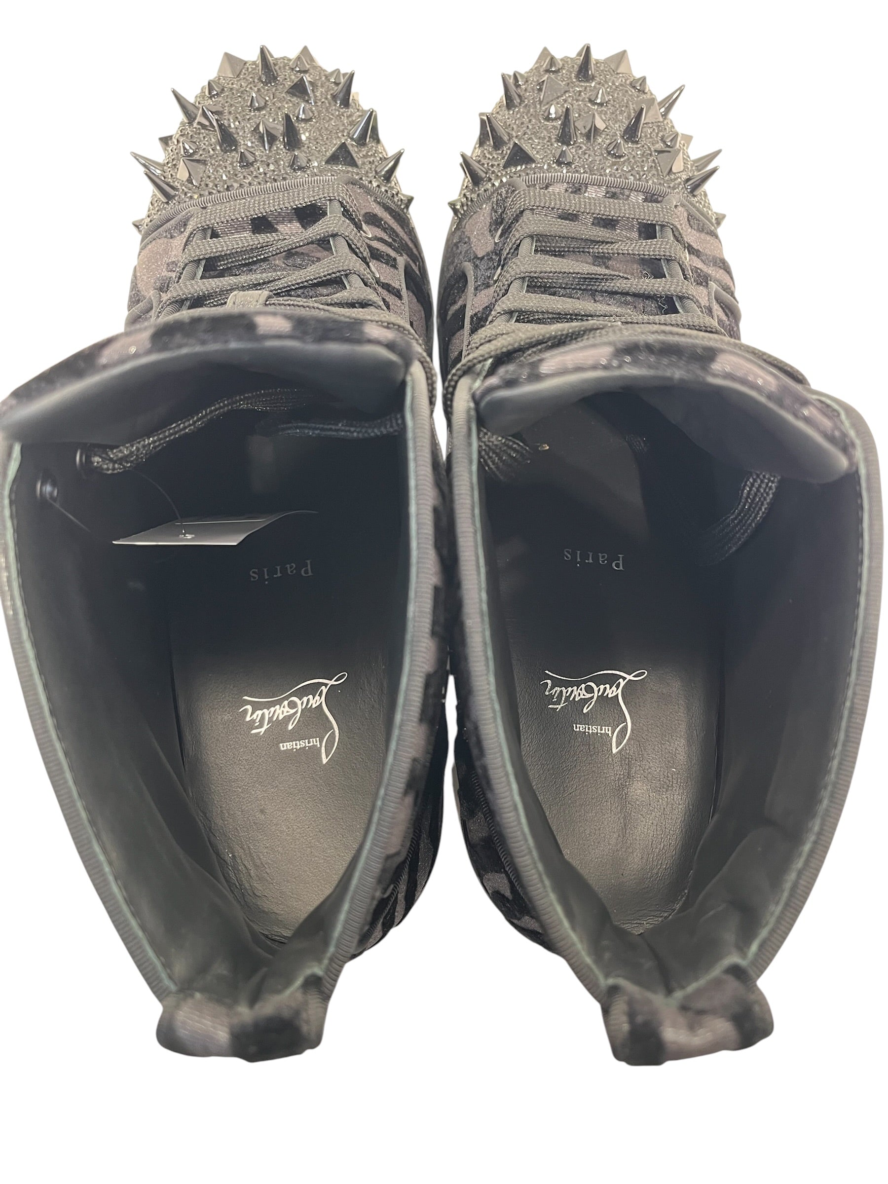 Christian Louboutin/Hi-Sneakers/EU 45/Animal Pattern/BLK/Zebra print spikes view 3