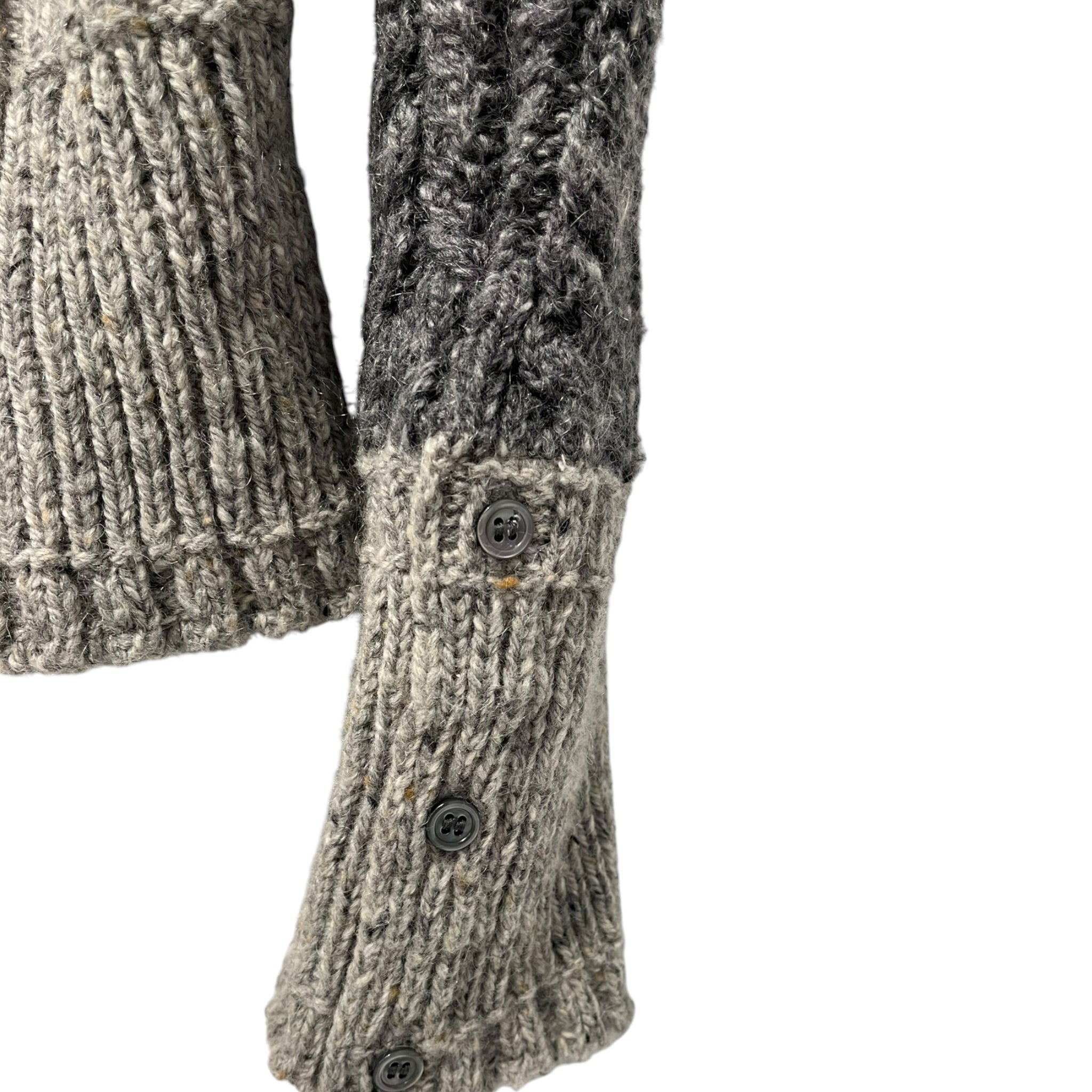 THOM BROWNE. NEW YORK/Cardigan/3/Wool/GRY/2 tone pockets side buttons view 5