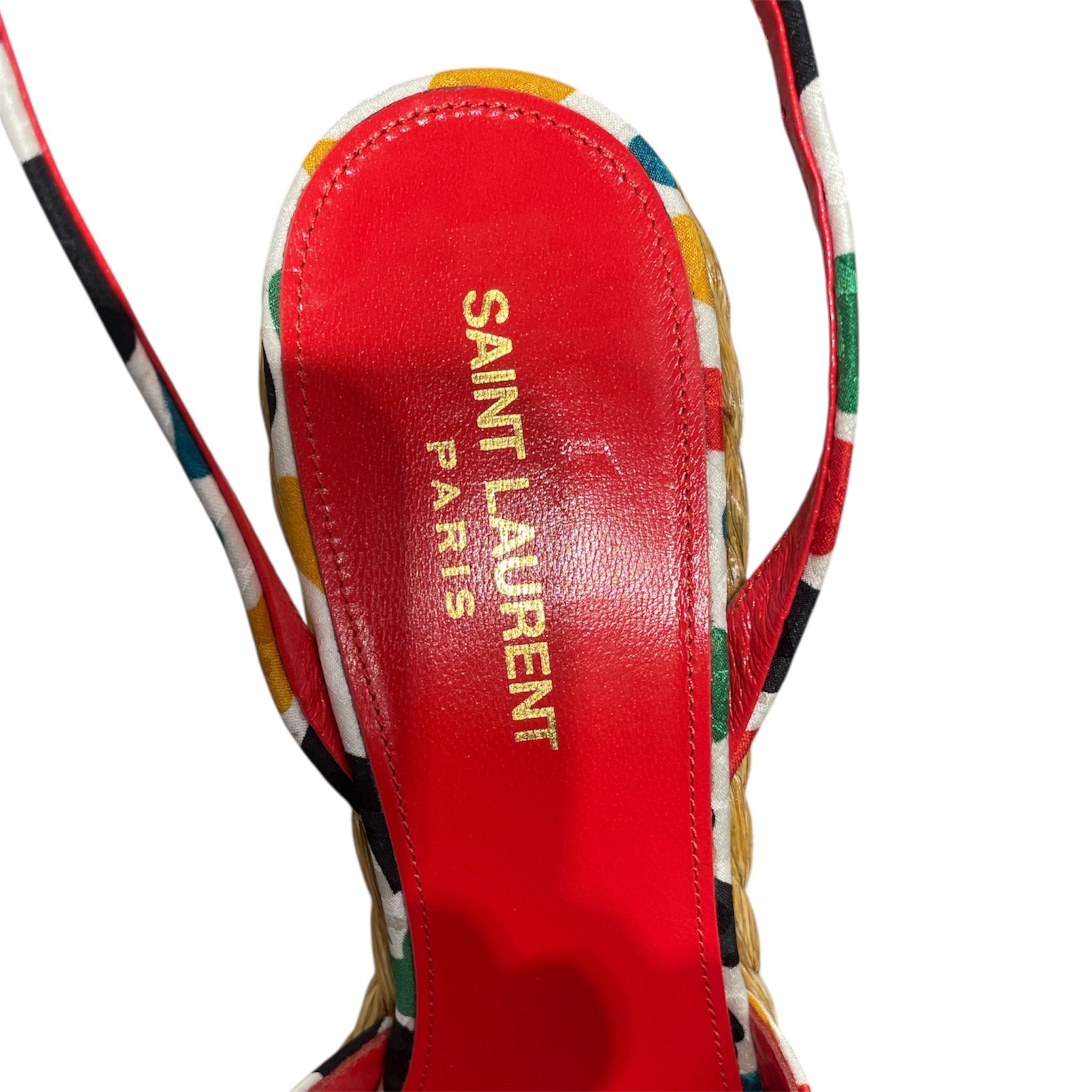 SAINT LAURENT/Heels/EU 39/All Over Print/MLT/Ankle Strap/Paloma Heart Print Wedge view 3