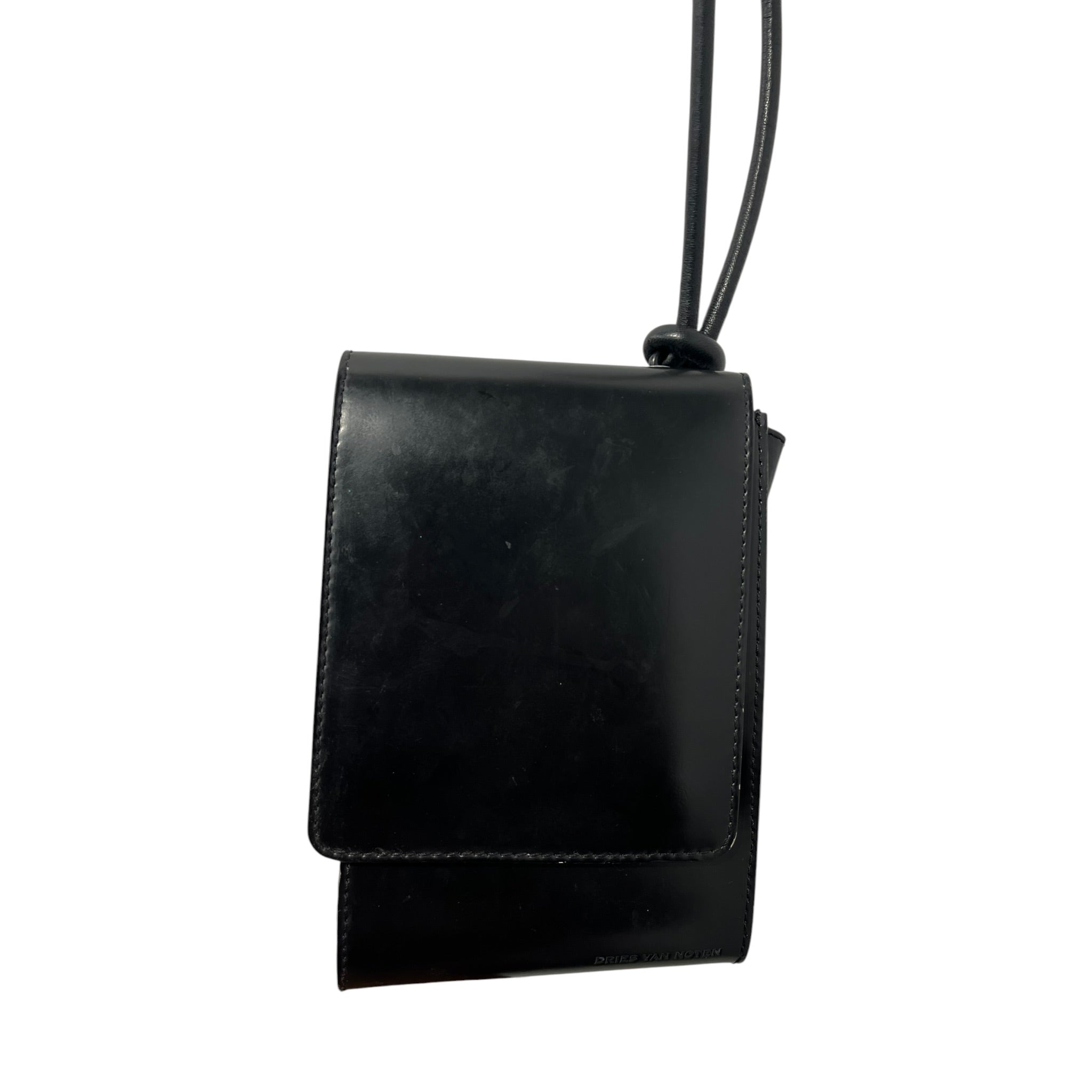 DRIES VAN NOTEN/Cross Body Bag/Leather/BLK/phone holder/ lanyard wallet view 3