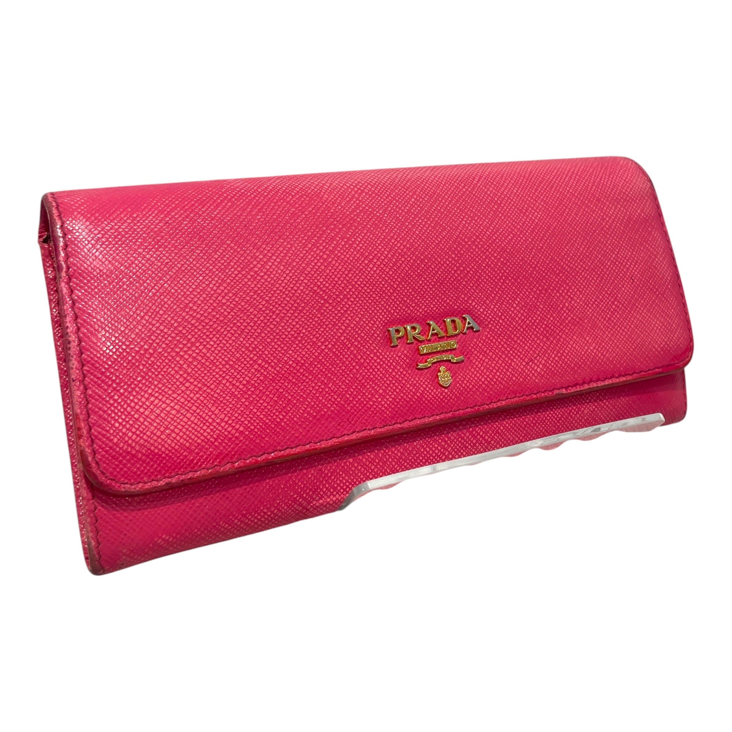 PRADA/Long Wallet/Leather/PNK/L's/Saffiano Leather Wallet view 1