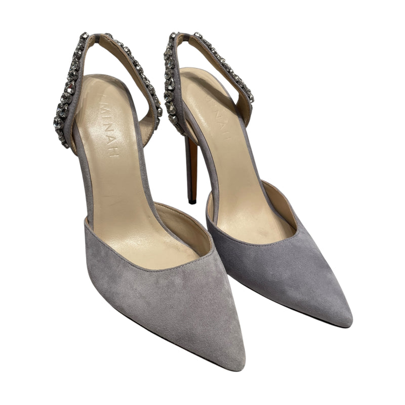AMINAH ABDUL JILLIL/Heels/US 9/Suede/SLV/AMINAH ABDUL SLINGBACK JEWEL
