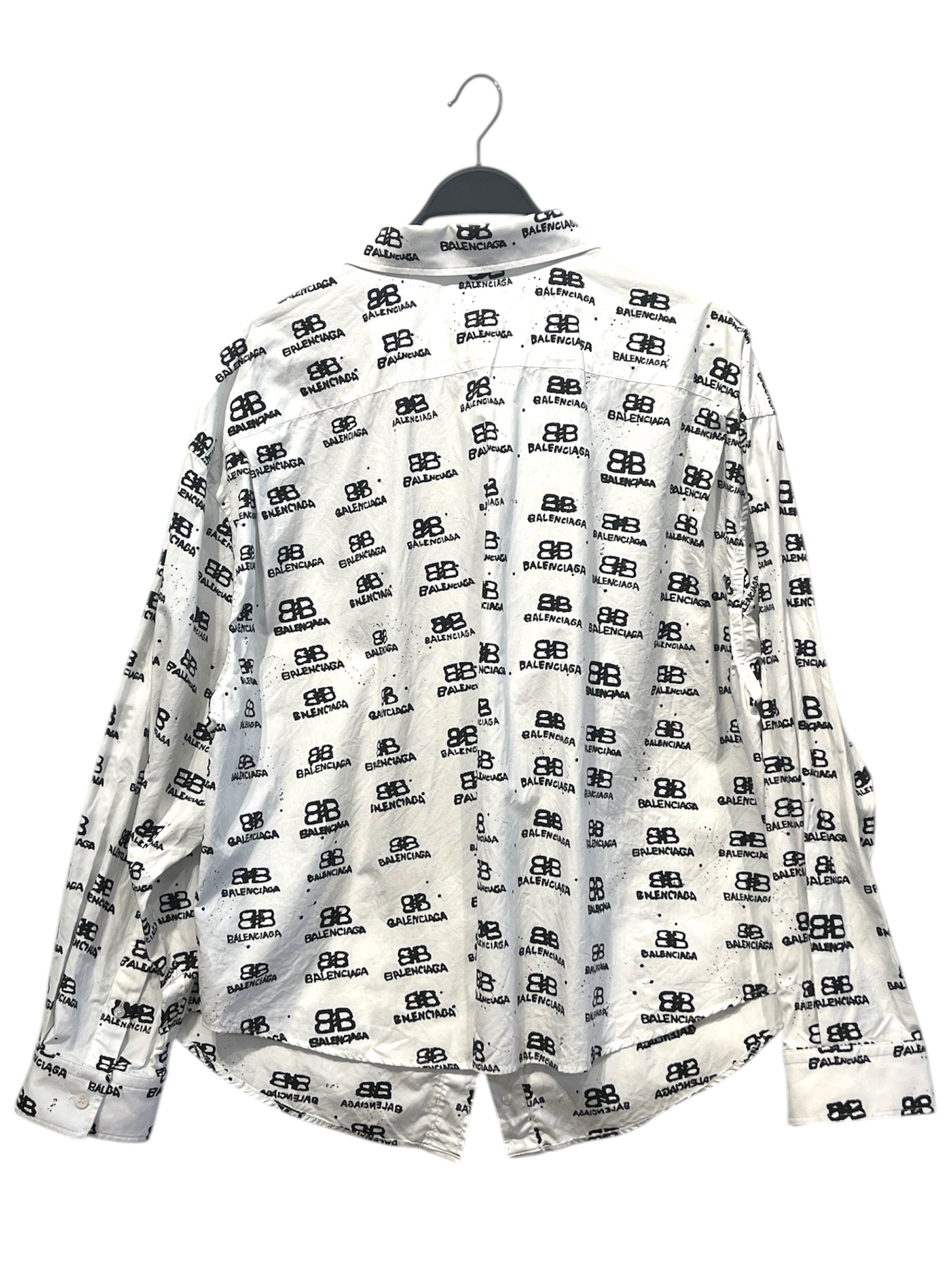 BALENCIAGA/LS Shirt/42/Cotton/WHT/All Over Print/BB logo print/ view 2